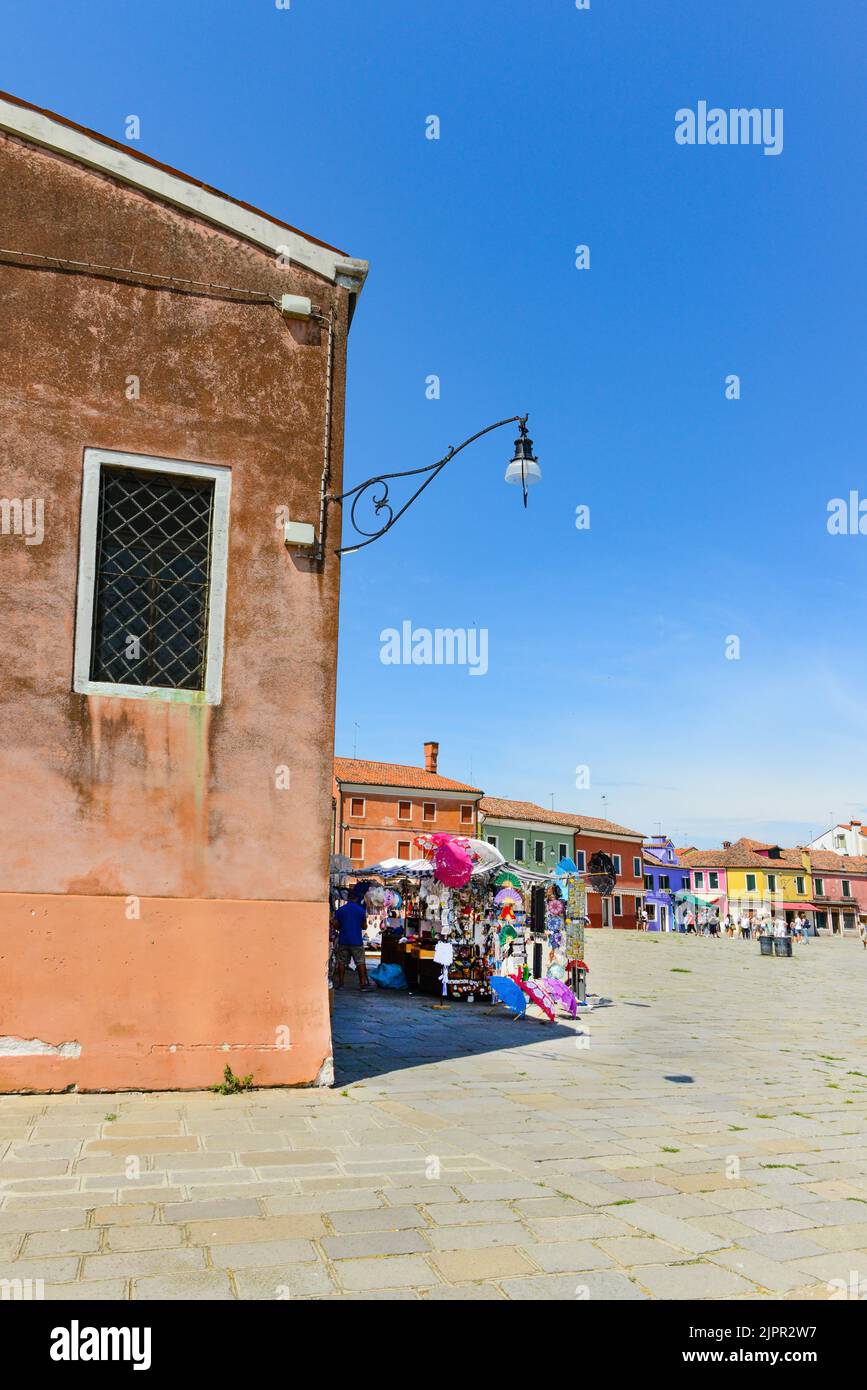 BURANO ISLAND, VENICE, ITALY JULY 4, 2022 Tourists among the