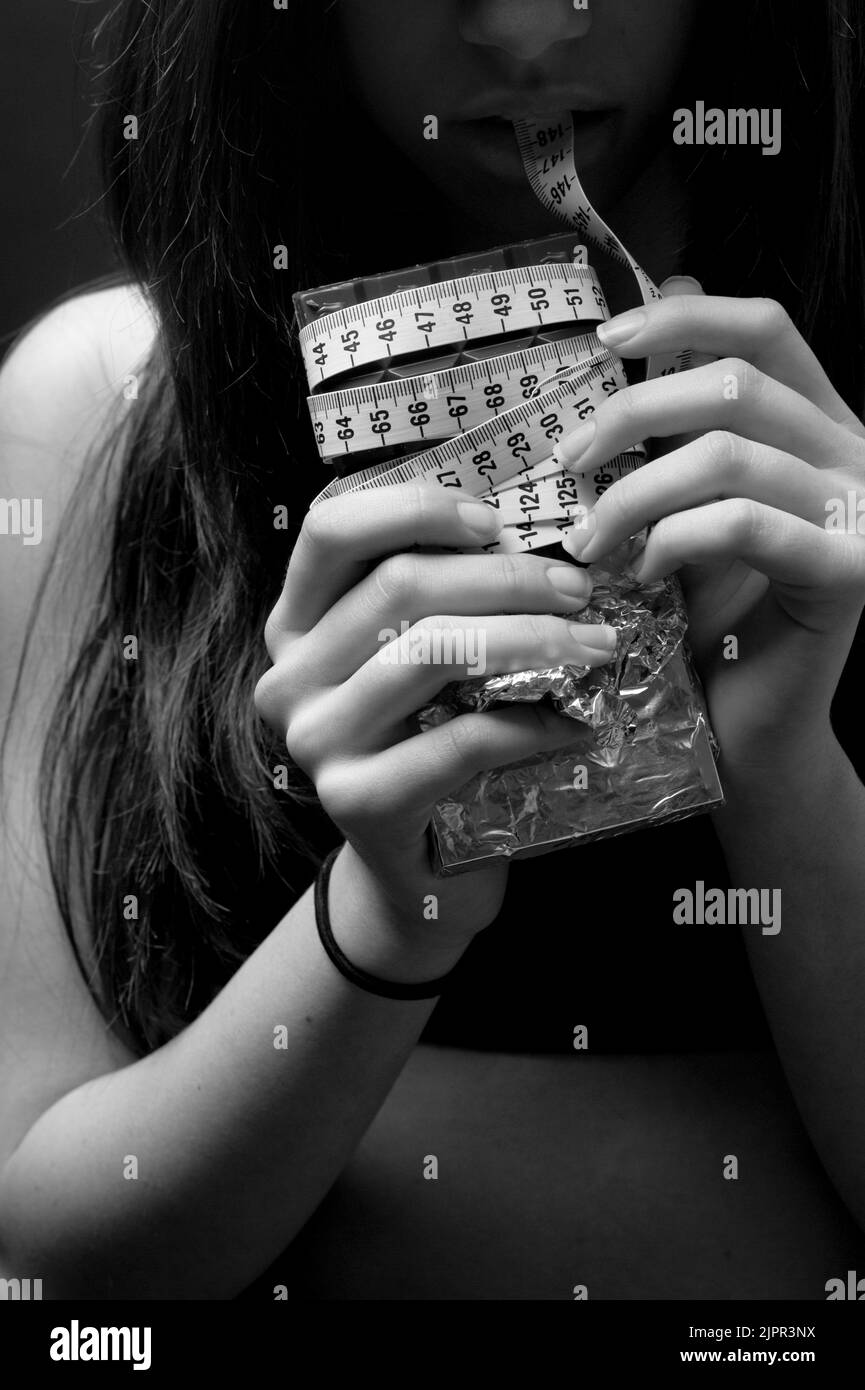 Anorexic teenage girl, conceptual image Stock Photo