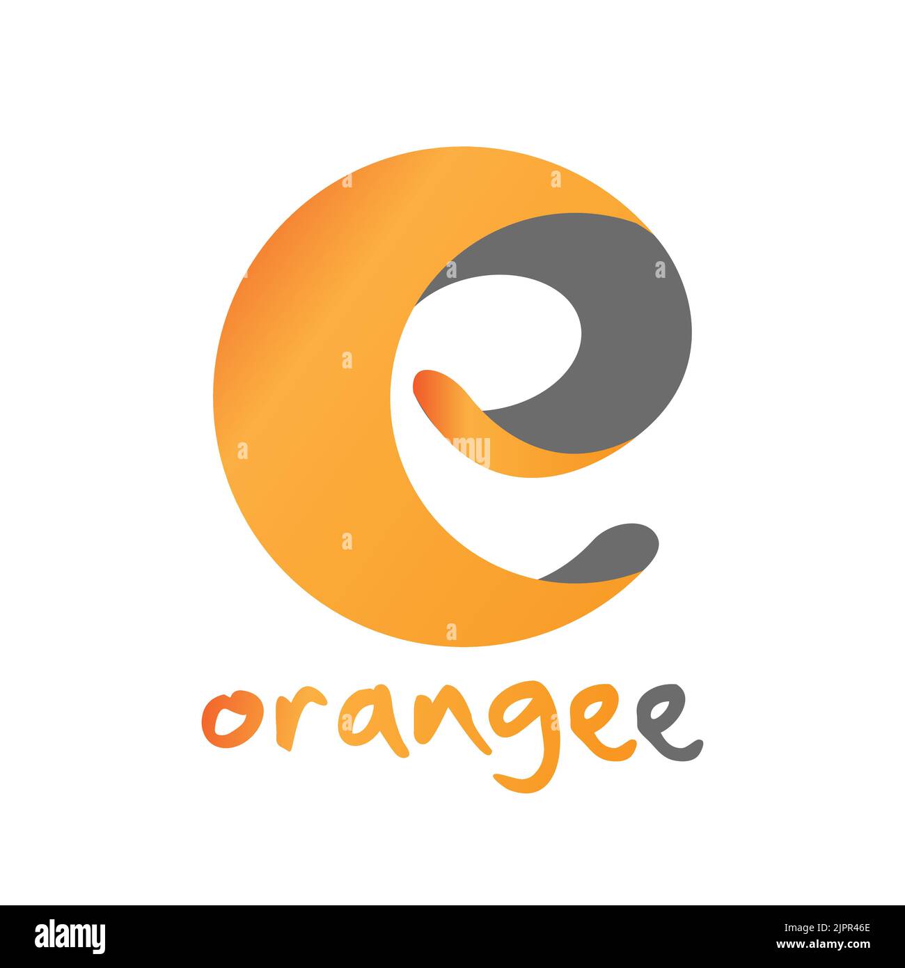 orange e logo, orange font, graphic Stock Vector