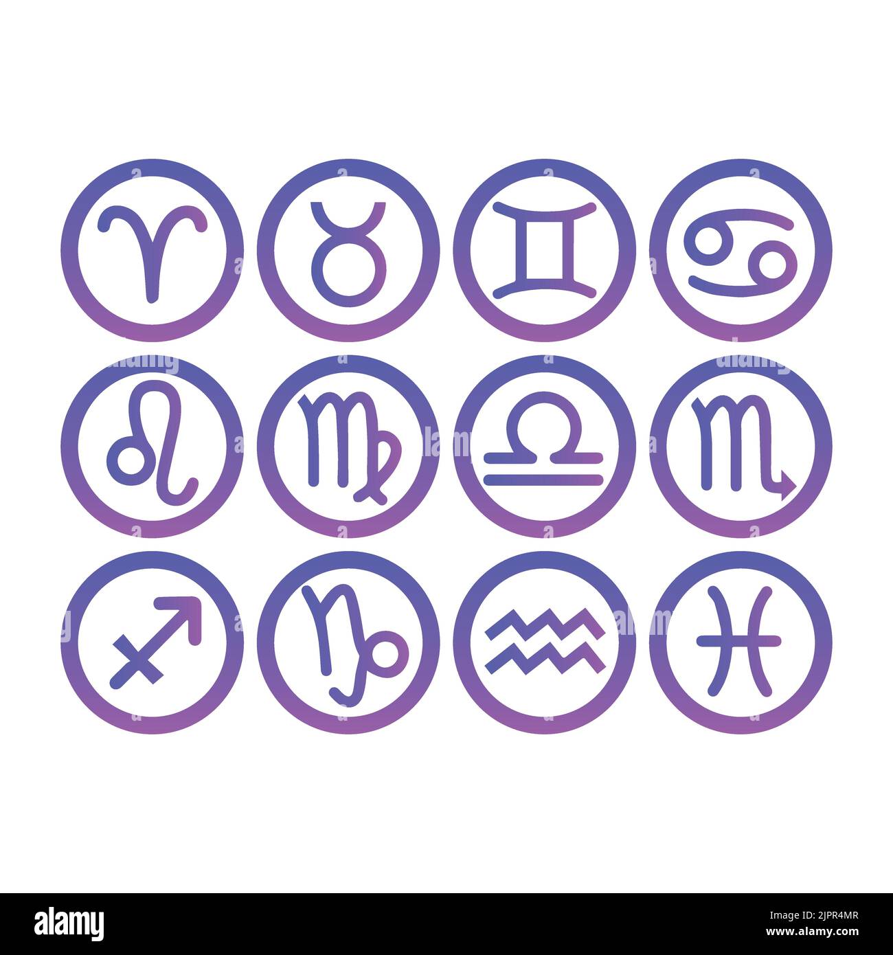 Zodiac icon collection, logo symbol, vector Stock Vector