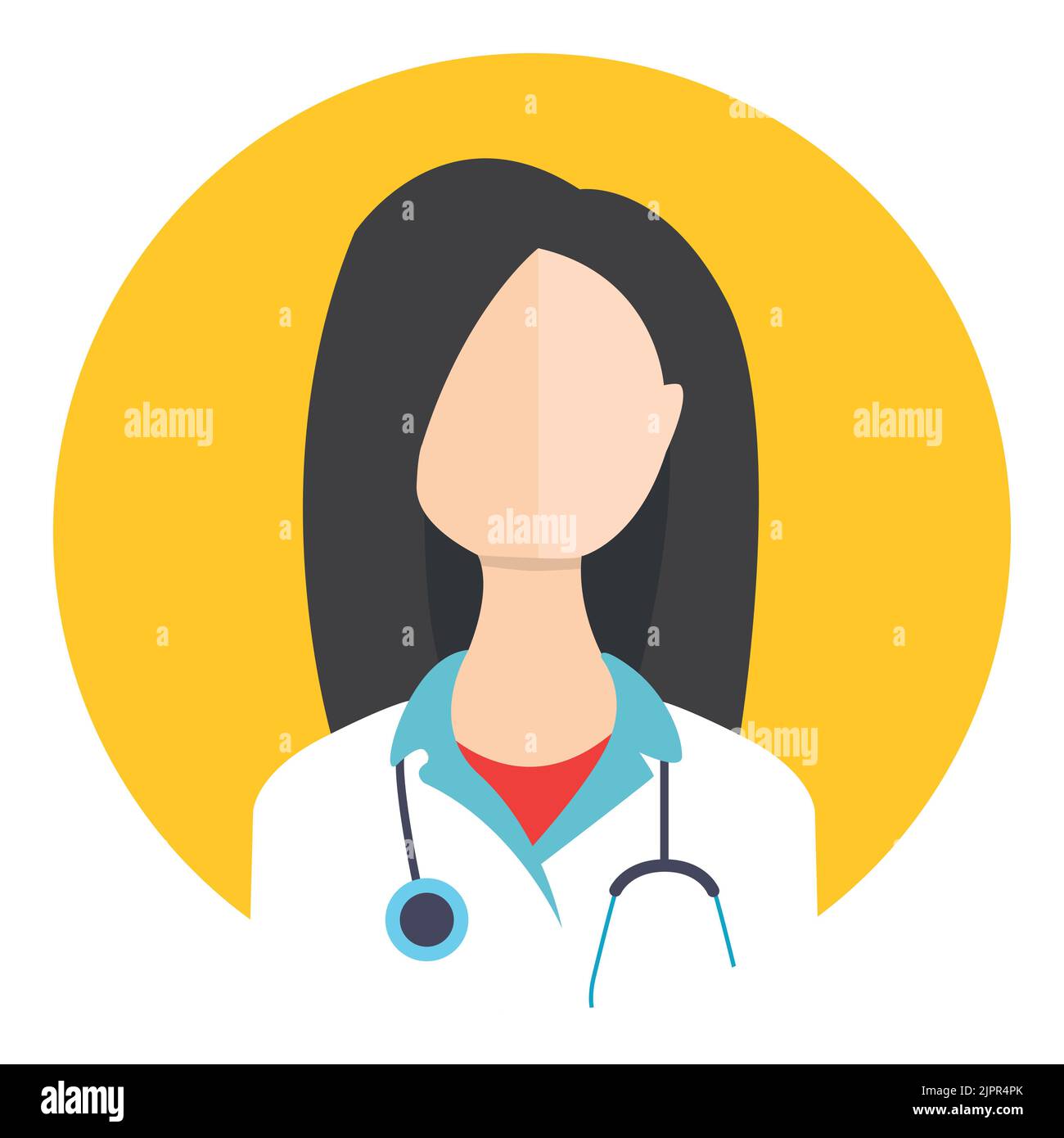 Female doctor avatar flat icon. Doctor with stethoscope icon concept. Medical flat icon isolated on white background. Vector icon Stock Vector
