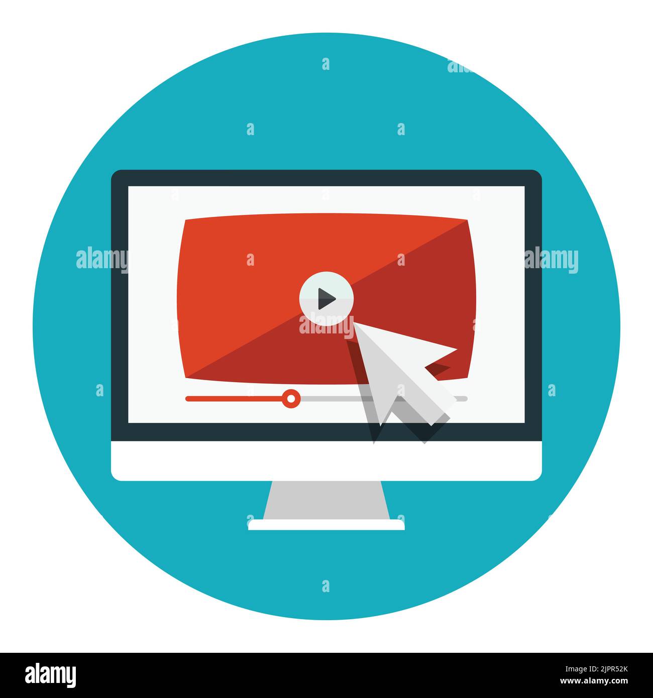 Desktop display with video player on screen. Live streaming concept ...