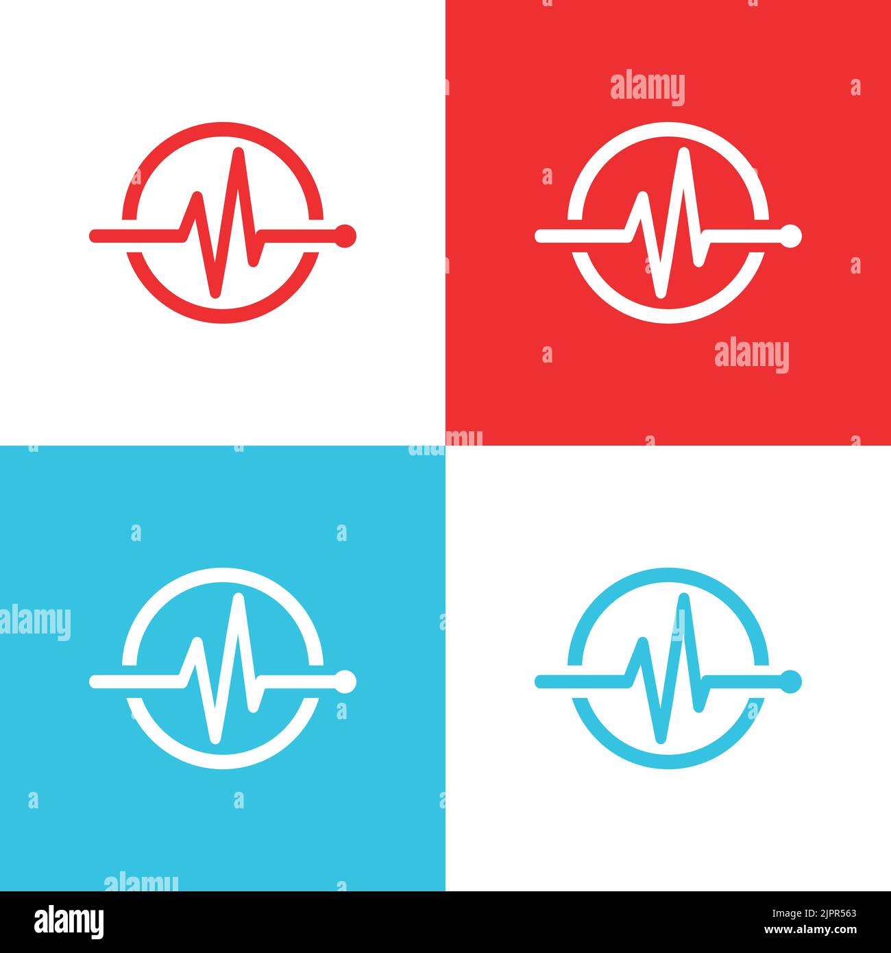 Medical logo concept. Pulse line icon. Heartbeat creative symbol. Medical care design element. Heart health logo. Medical center emblem. Vector Stock Vector