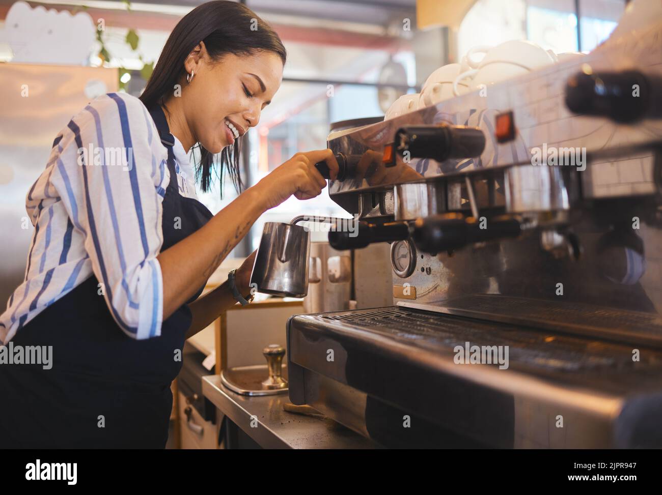Coffee shop, cafe and restaurant with a barista working as a startup