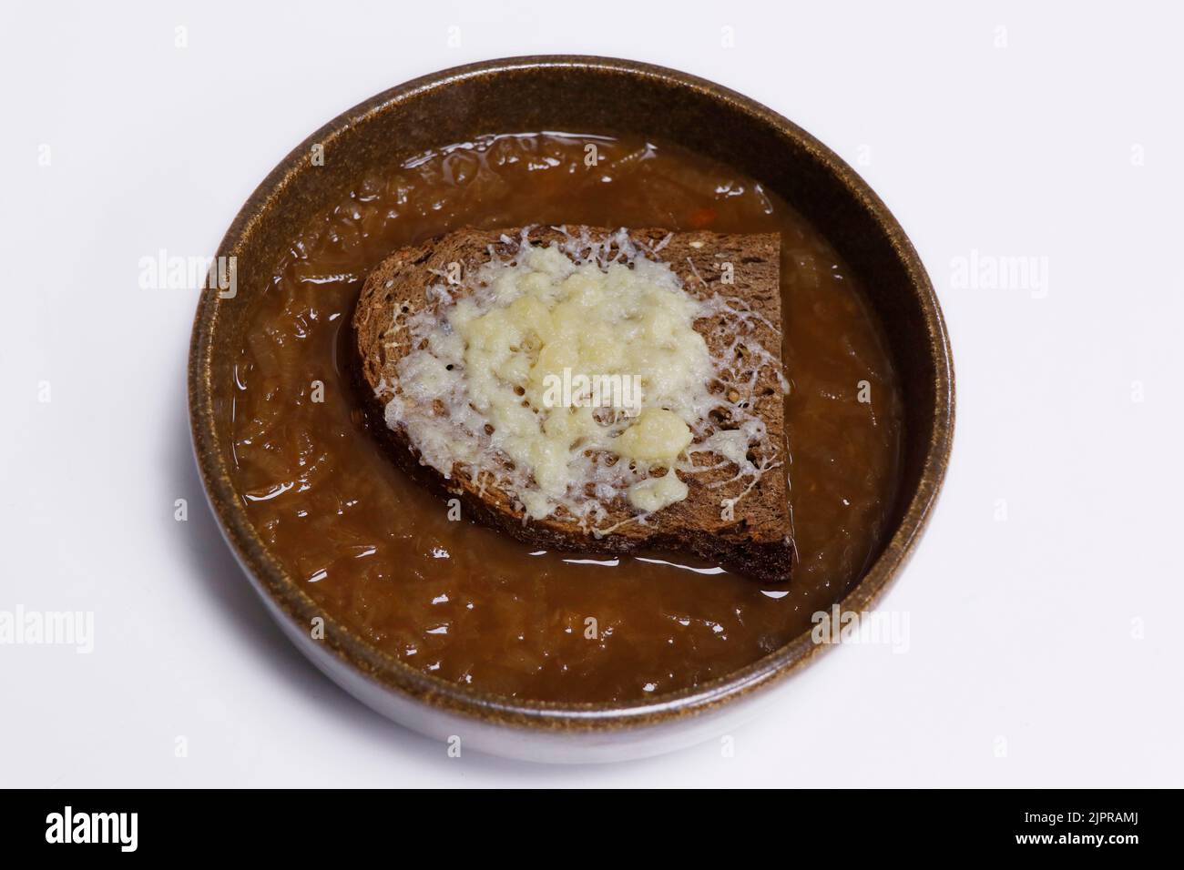classic french onion soup with gruyere cheese crouton Stock Photo Alamy