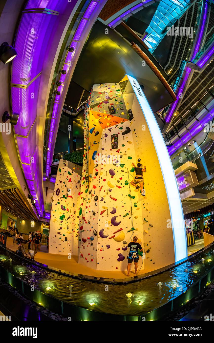 Rock Climbing in Funan mall, Singapore Stock Photo Alamy