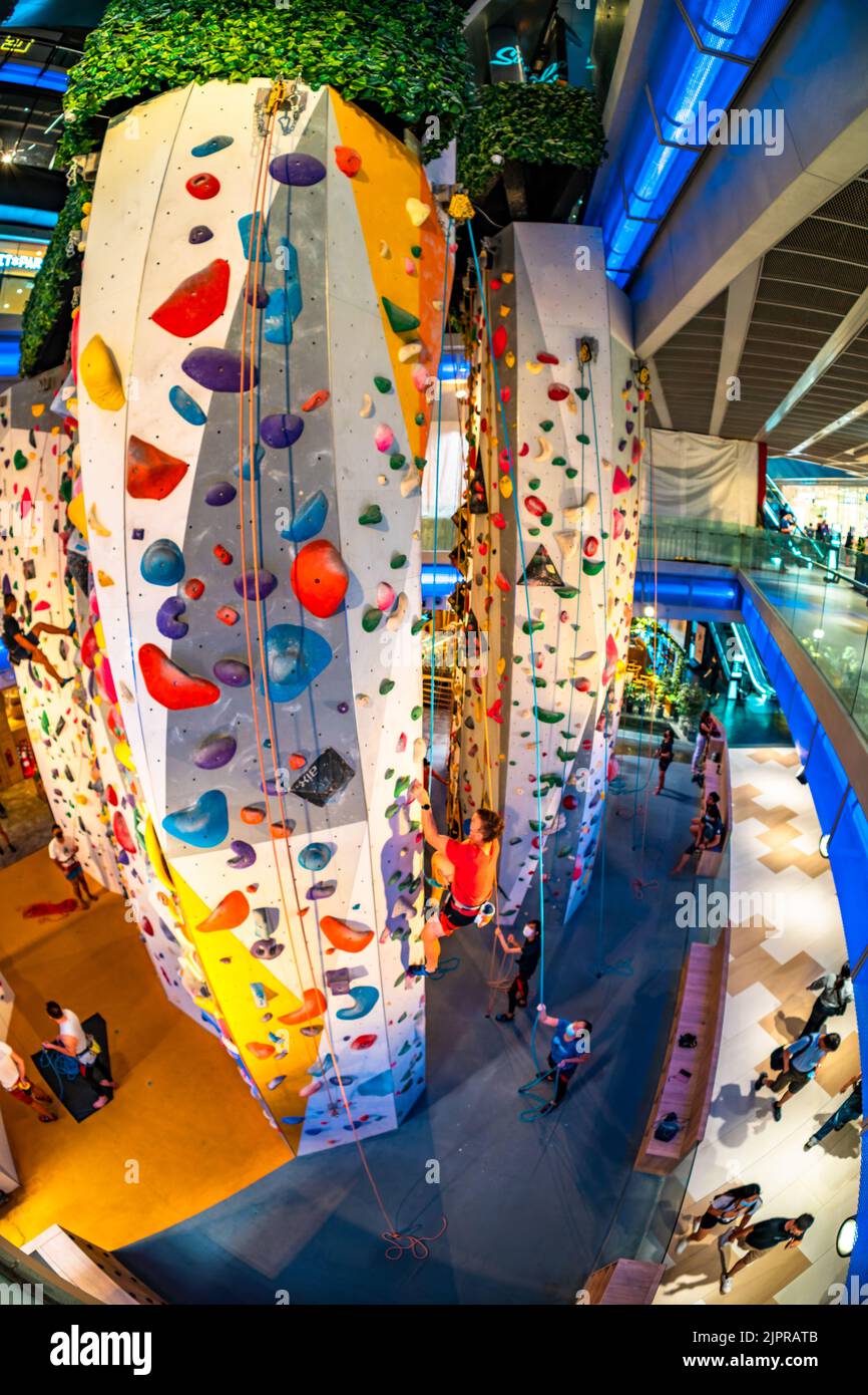 Rock Climbing in Funan mall, Singapore Stock Photo Alamy
