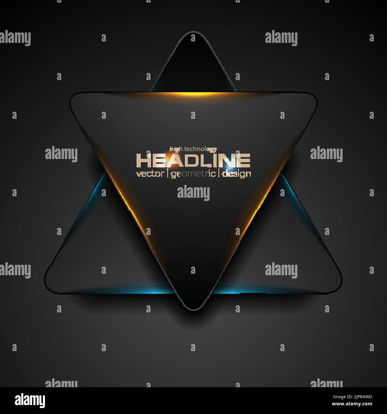 Black triangle with blue orange light abstract background. Vector ...