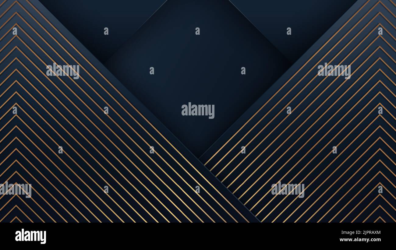 Abstract modern luxury background blue stripes with golden diagonal ...