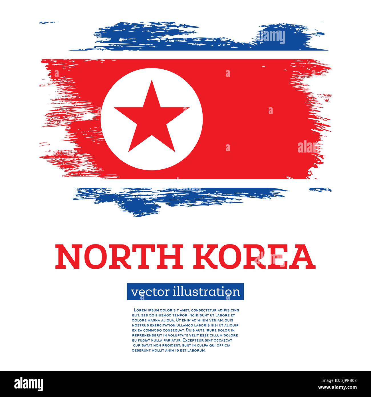 North Korea Flag with Brush Strokes. Vector Illustration. Independence Day. Stock Vector