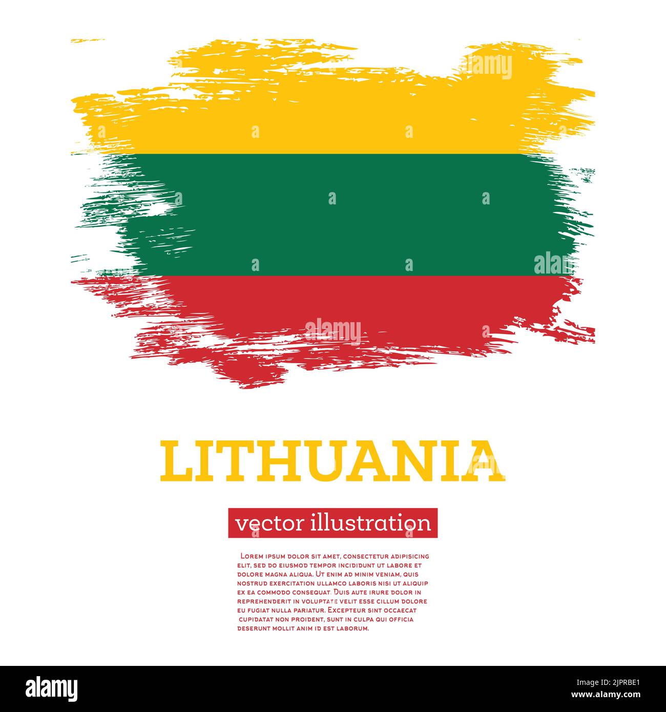 Lithuania Flag with Brush Strokes. Vector Illustration. Independence Day. Stock Vector