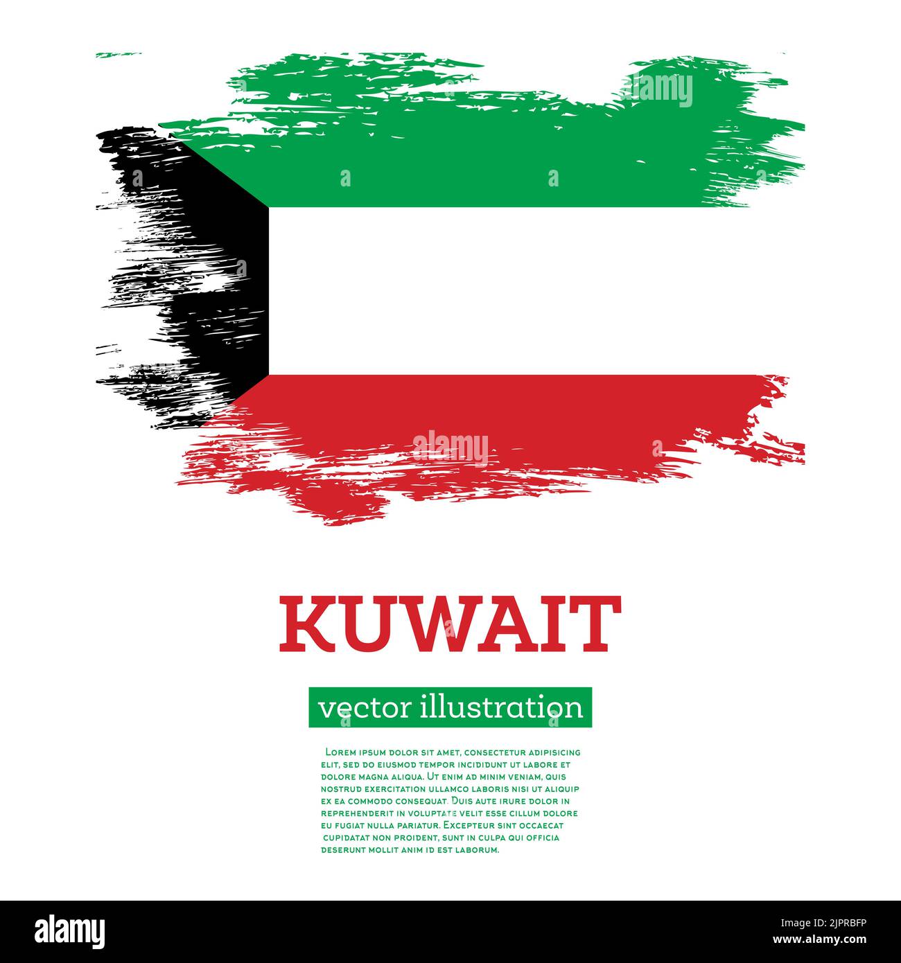 Kuwait Flag with Brush Strokes. Vector Illustration. Independence Day. Stock Vector