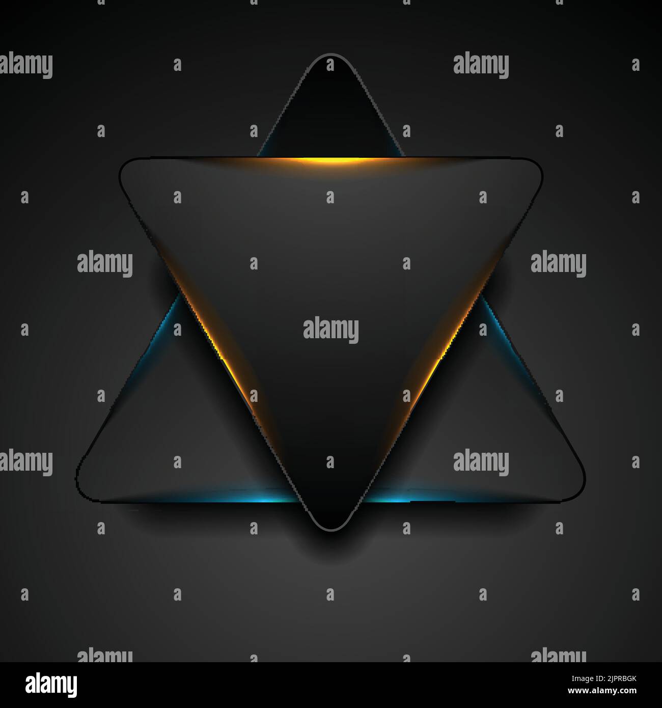 Black triangle with blue orange light abstract background. Vector ...