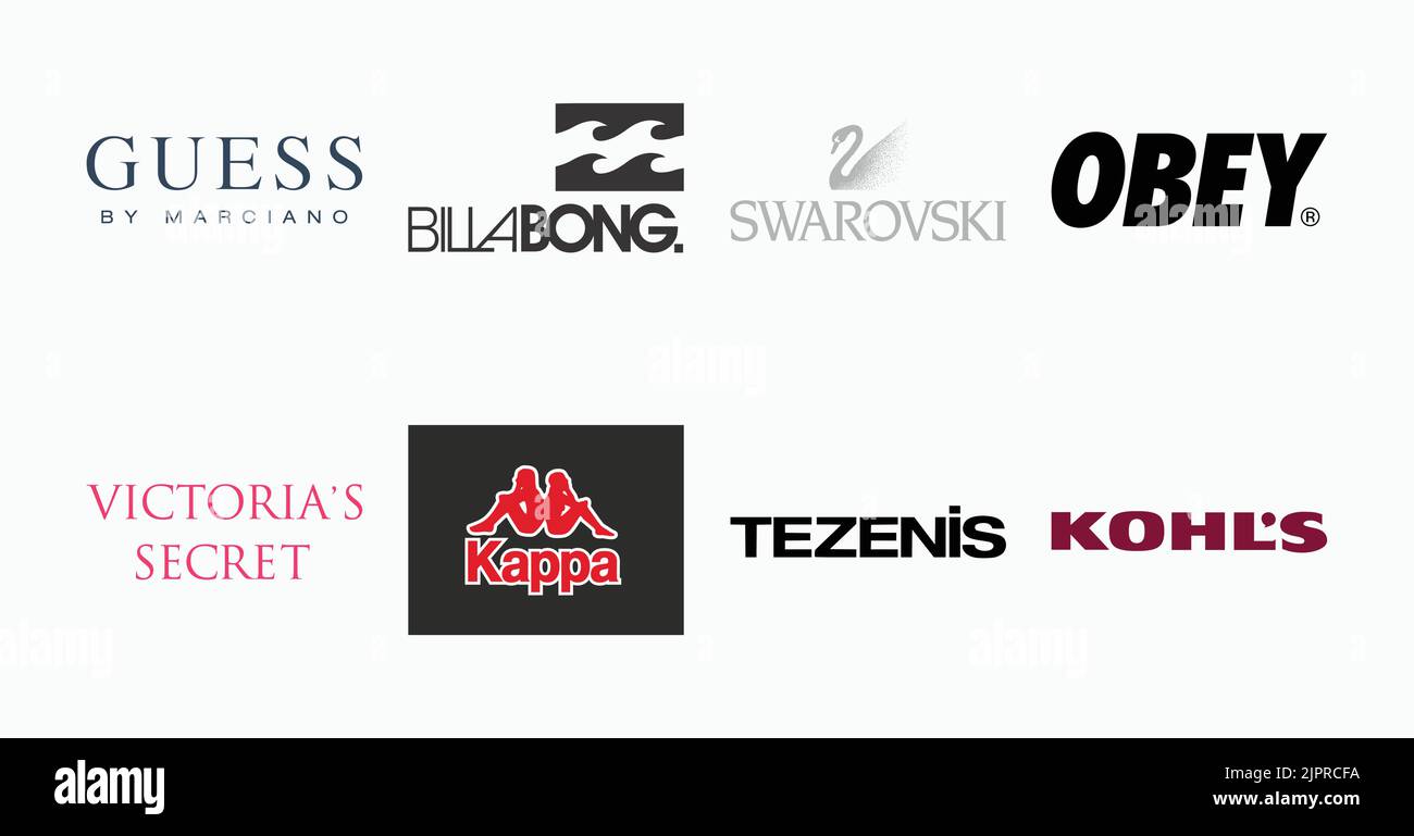 Obey logo, Swarovski logo, Kohls logo, Tezenis logo, Kappa logo, Guess
