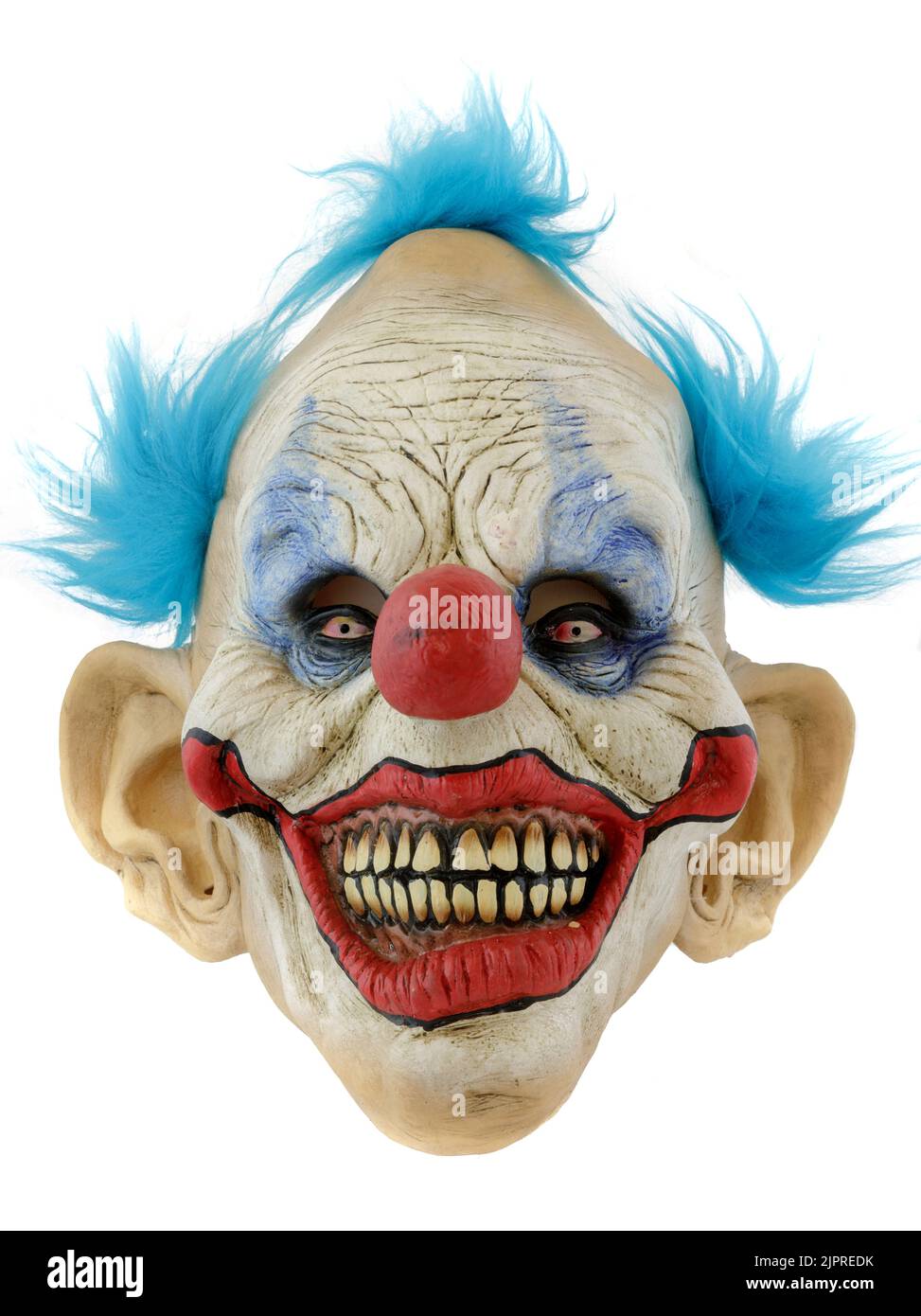 Creepy Clown Latex Mask Isolated Against White Background Stock Photo