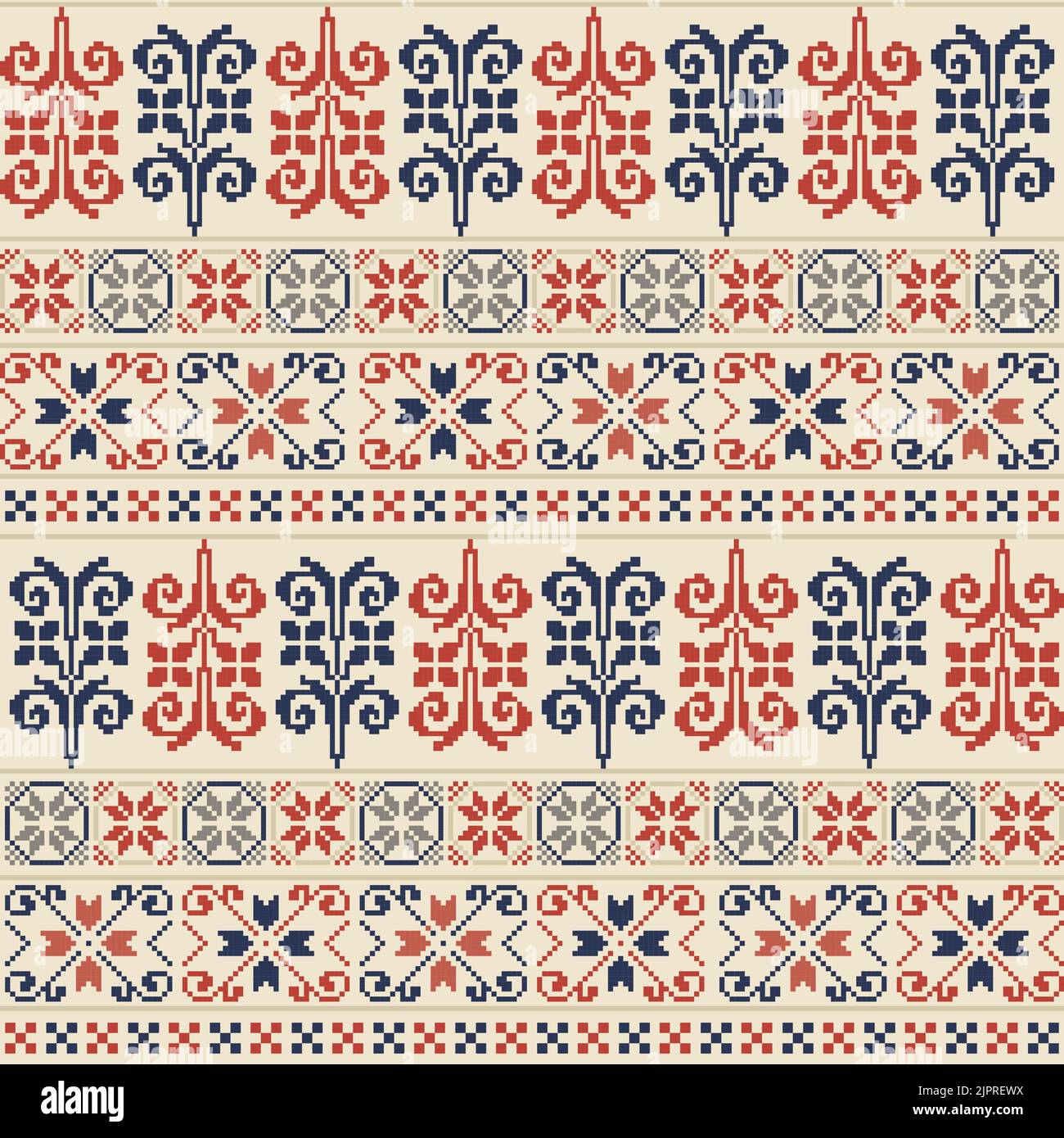Seamless pattern design with traditional Palestinian embroidery motif Stock Photo