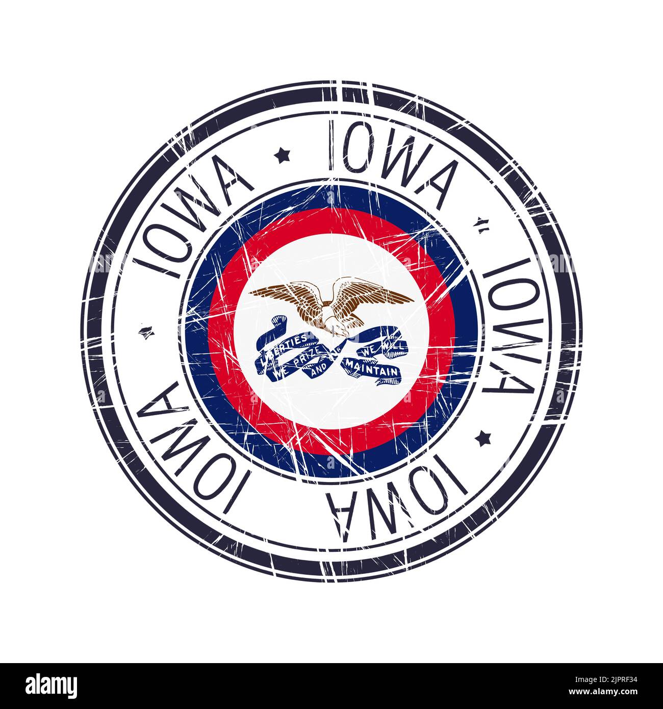 Great state of Iowa postal rubber stamp, vector object over white background Stock Photo