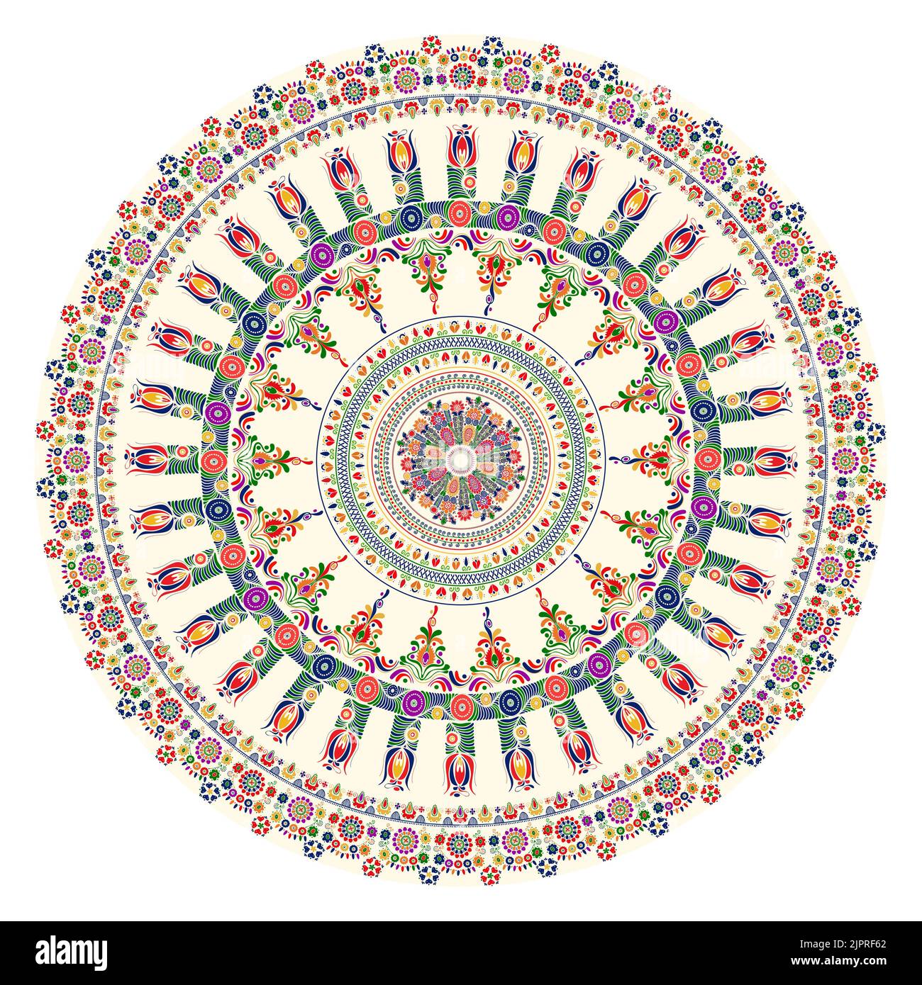 Traditional Hungarian round decorative element, vector Stock Photo