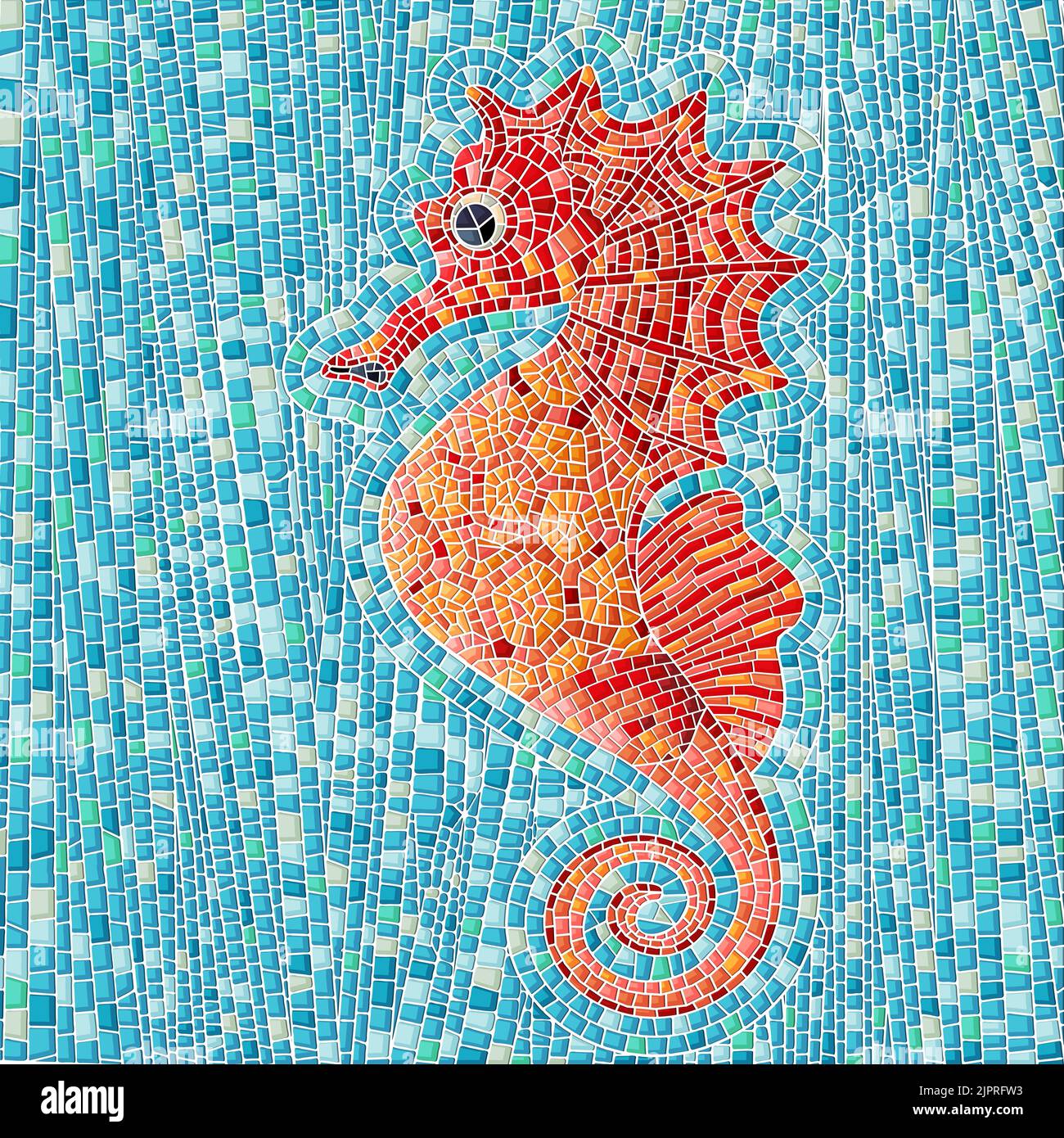 Seahorse mosaic background, vector illustration Stock Photo - Alamy