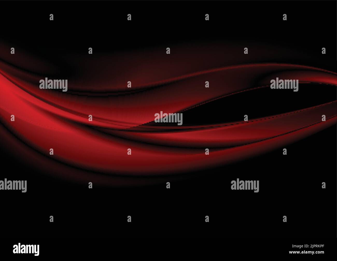 Abstract smooth red waves on black background. Vector design Stock Vector