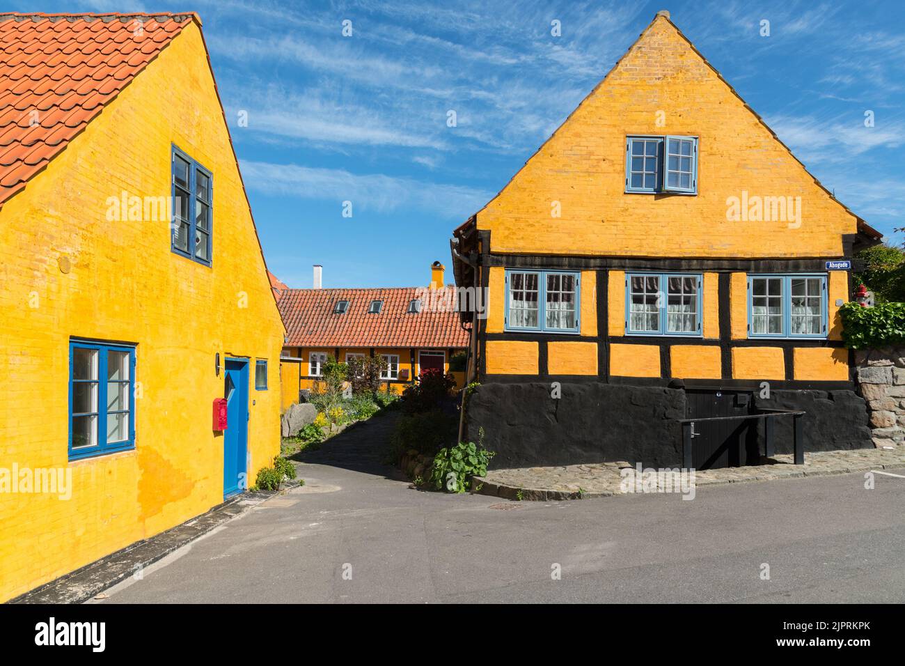 Gudjhem, old town and harbour, Bornholm, Denmark Stock Photo