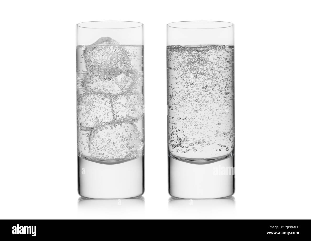 Highball glasses with sparkling water drink on white. For active lifestyle. Stock Photo