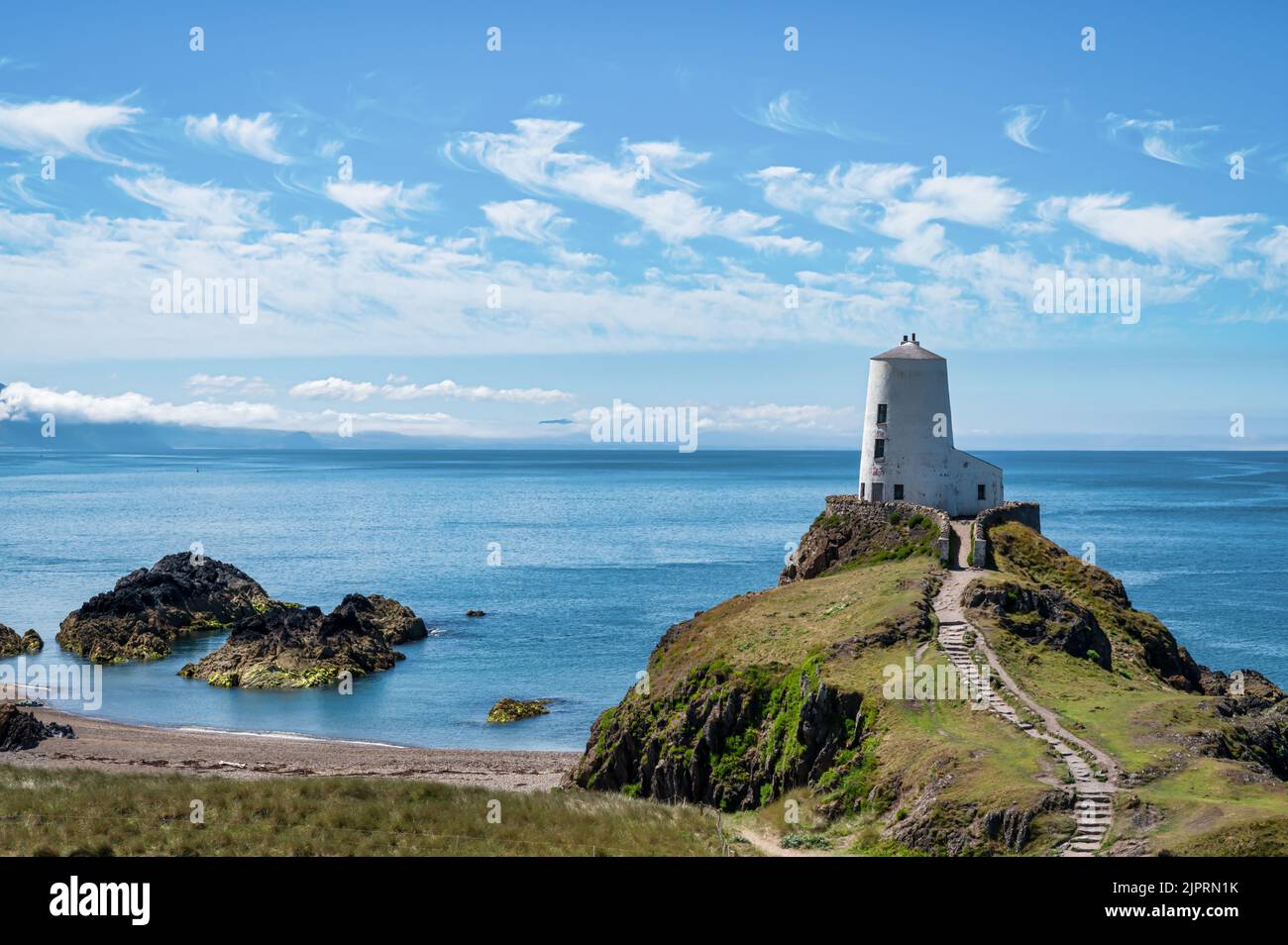 Tŵr Mawr Lighthouse on the island of Anglesey in North Wales Stock Photo