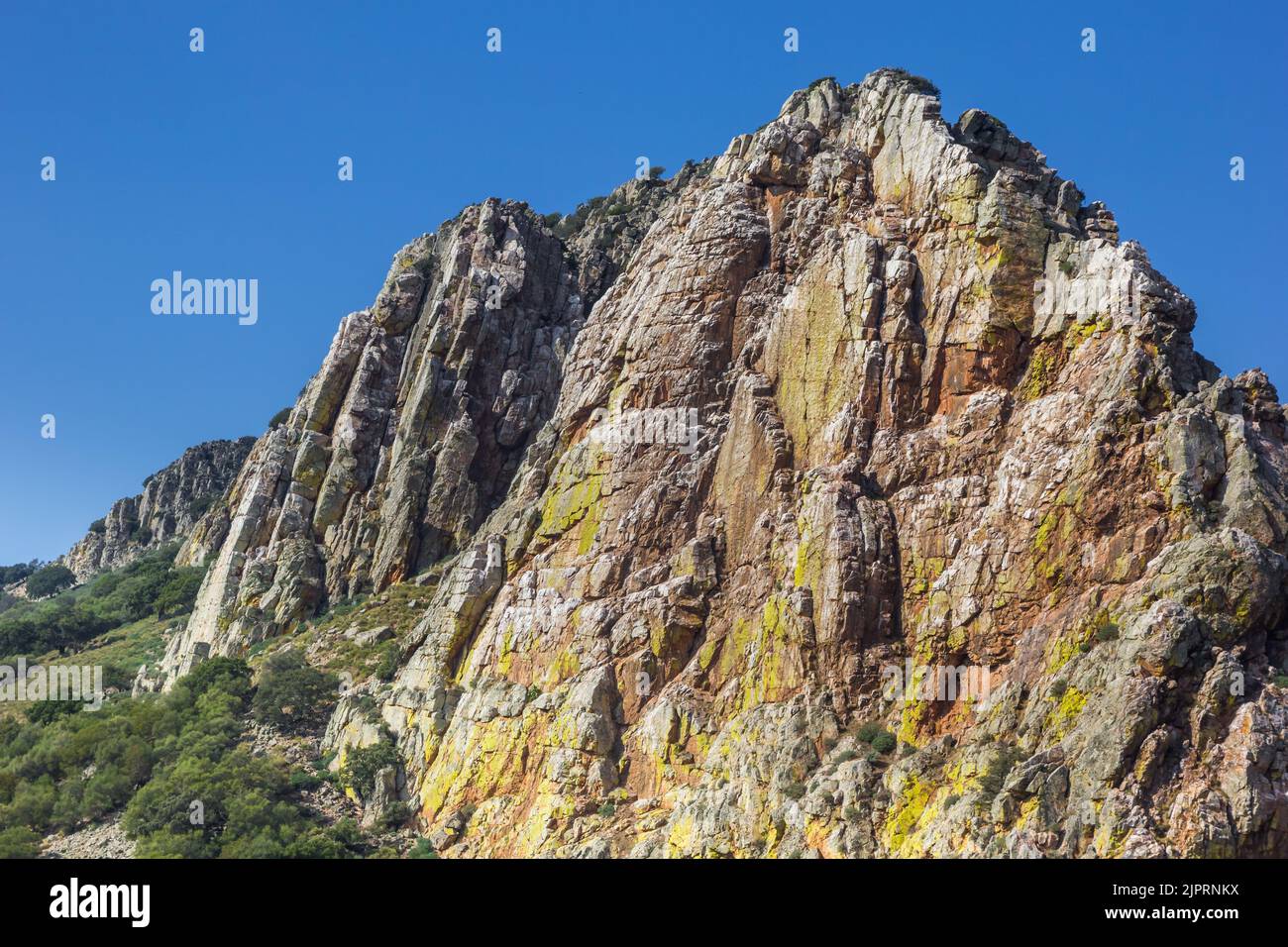 Colorful rocks of the Monfrague national park, Spain Stock Photo