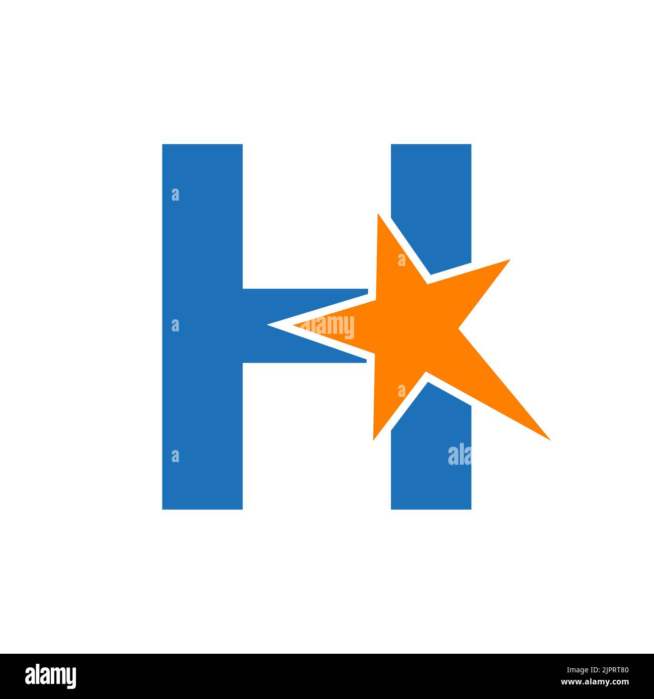 Letter H Negative Space Star Logo Vector Template. Minimal Star Symbol Stock Vector
