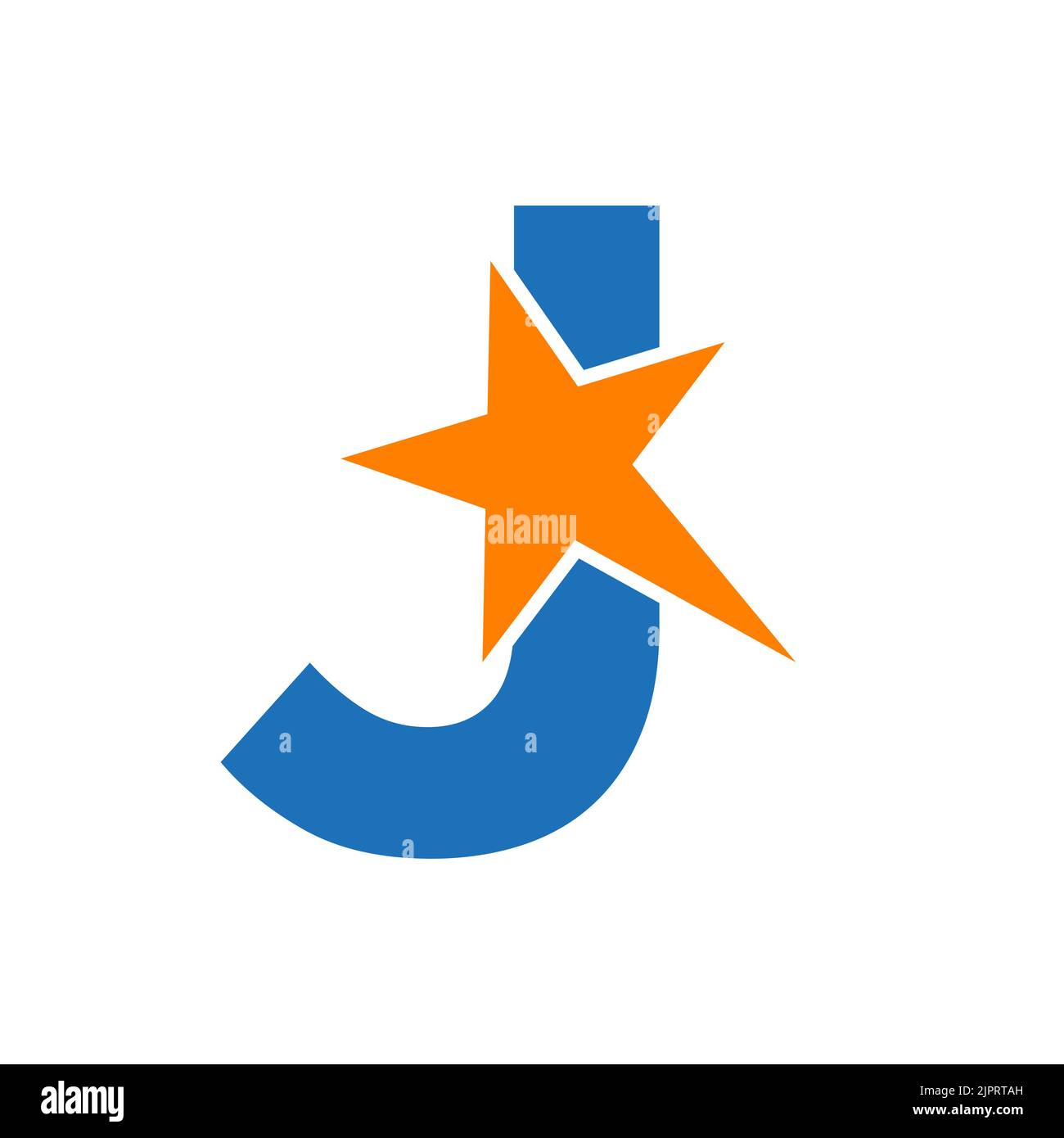 Letter J Negative Space Star Logo Vector Template. Minimal Star Symbol