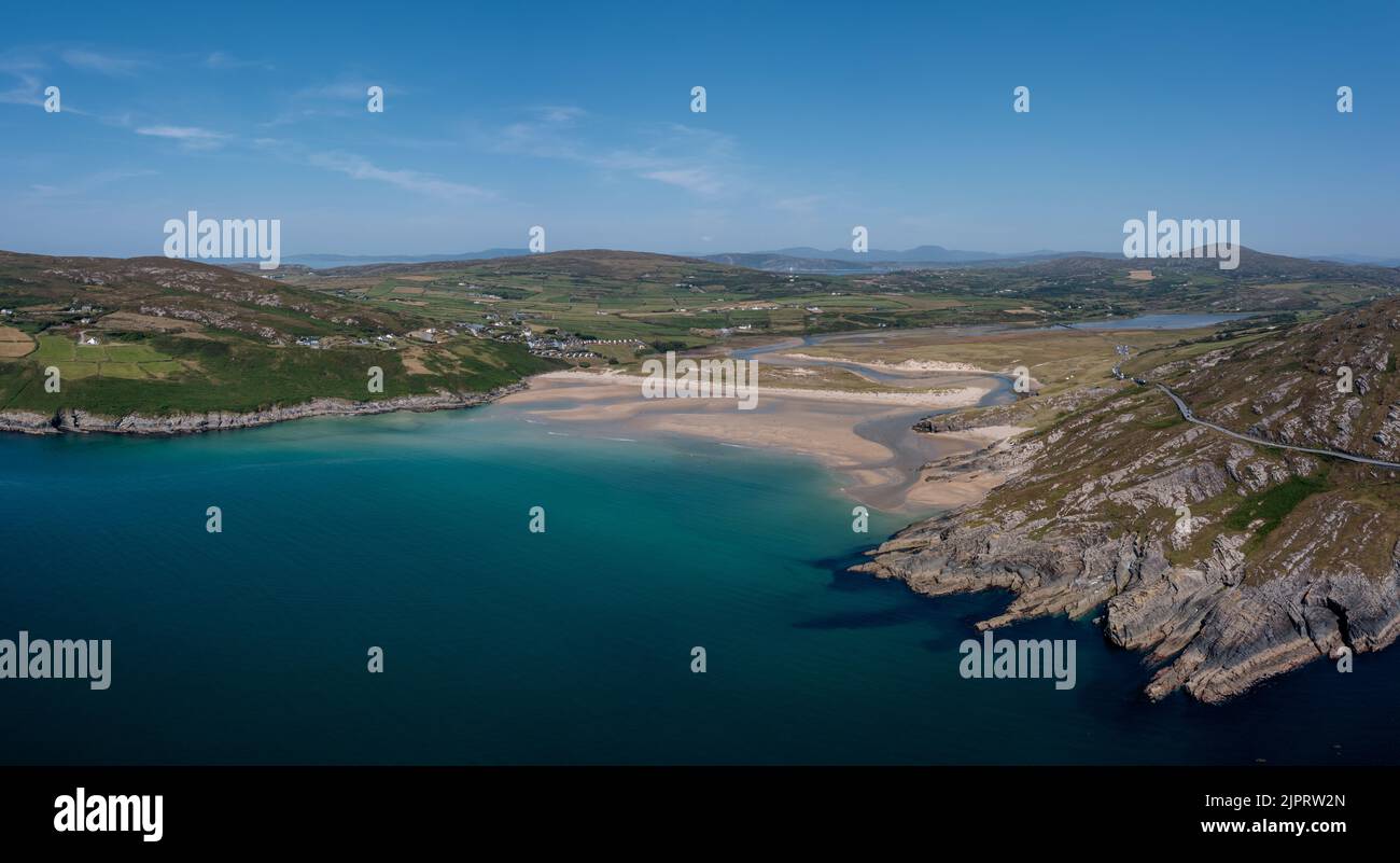 An aerial view of Barley Cove Beach on the Mizen Peninsula of West Cork in Ireland Stock Photo