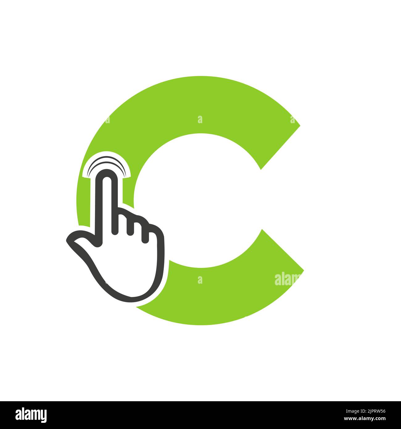 Letter C Finger Click Logo Vector Template Concept For Technology ...