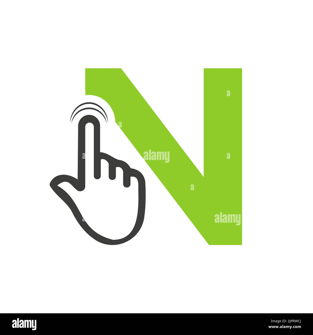 Letter N Finger Click Logo Vector Template Concept For Technology ...