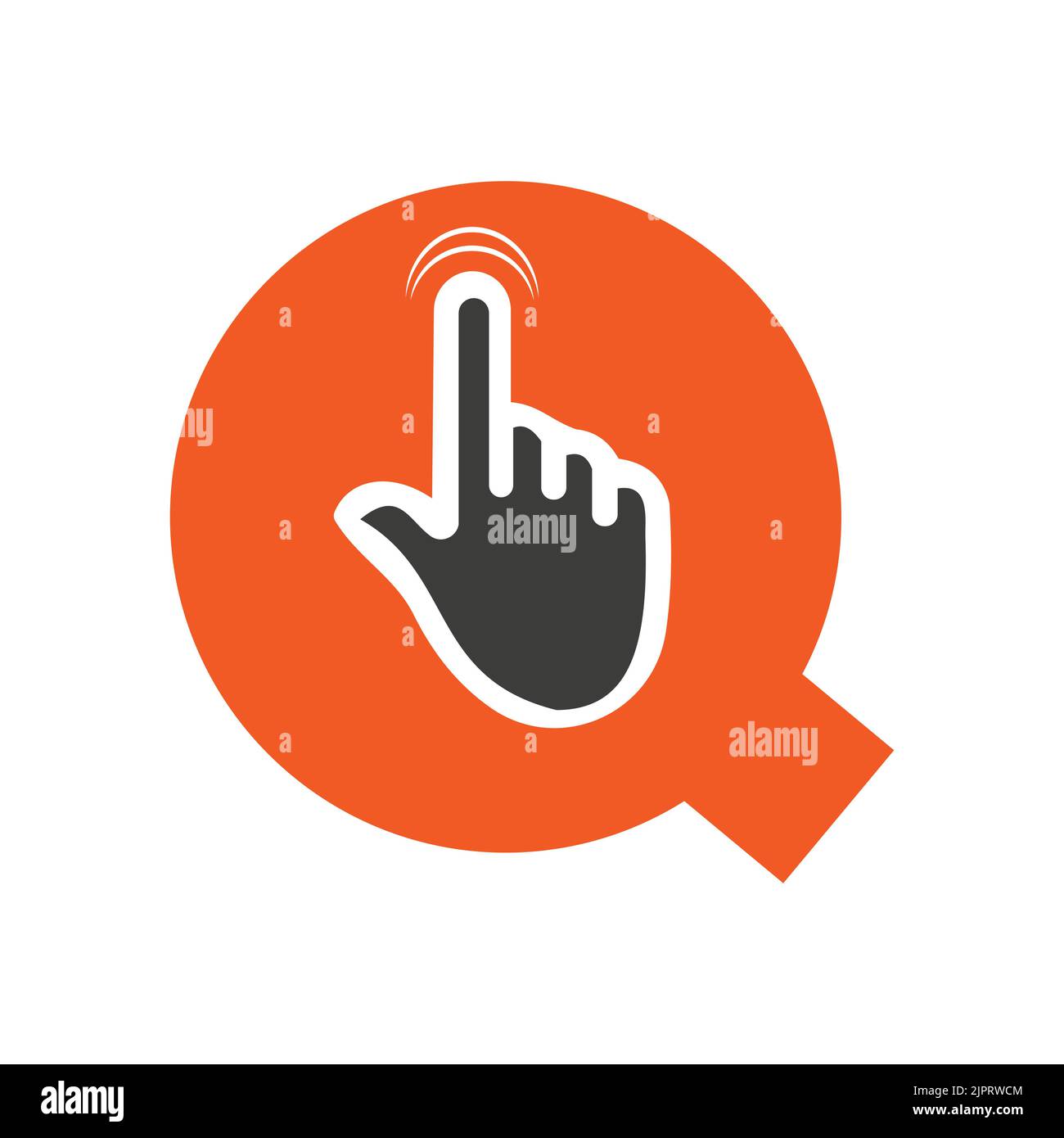 Letter Q Finger Click Logo Vector Template Concept For Technology ...