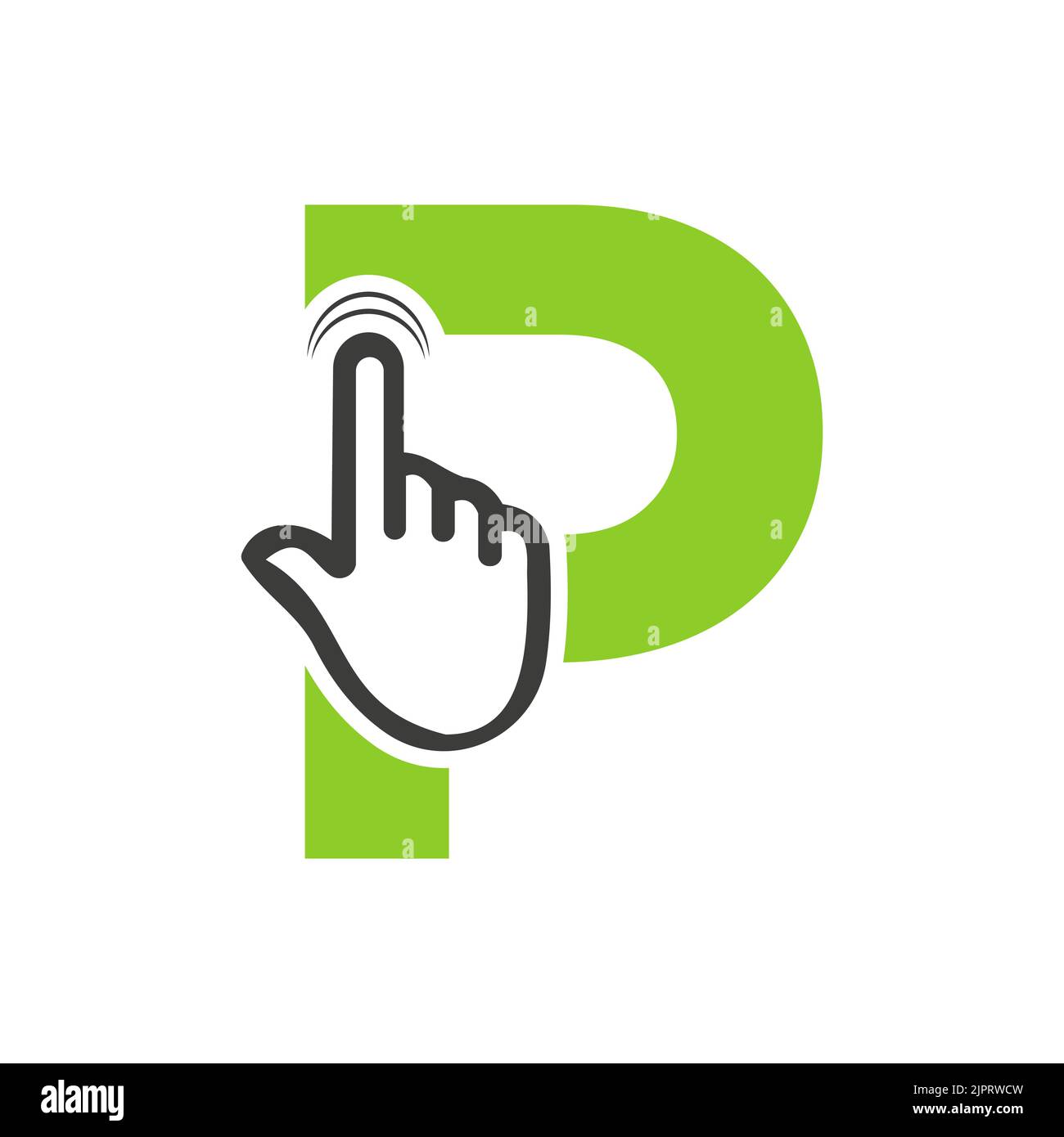 Letter P Finger Click Logo Vector Template Concept For Technology ...