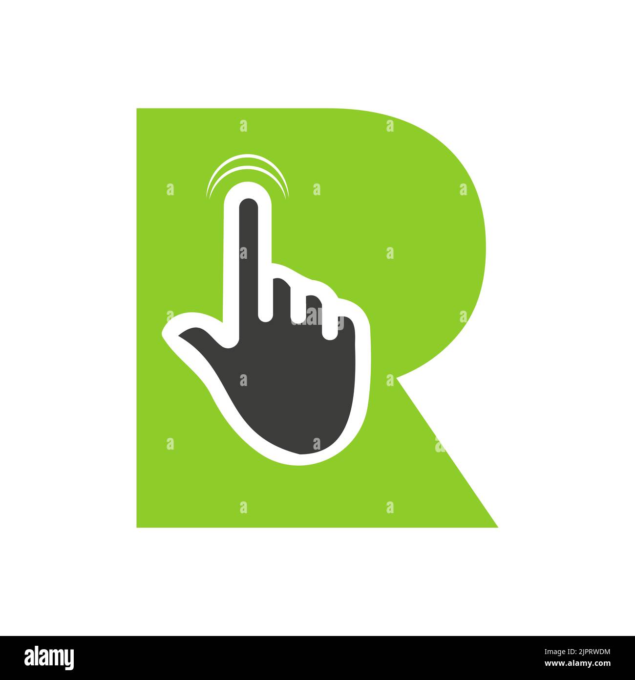 Letter R Finger Click Logo Vector Template Concept For Technology ...