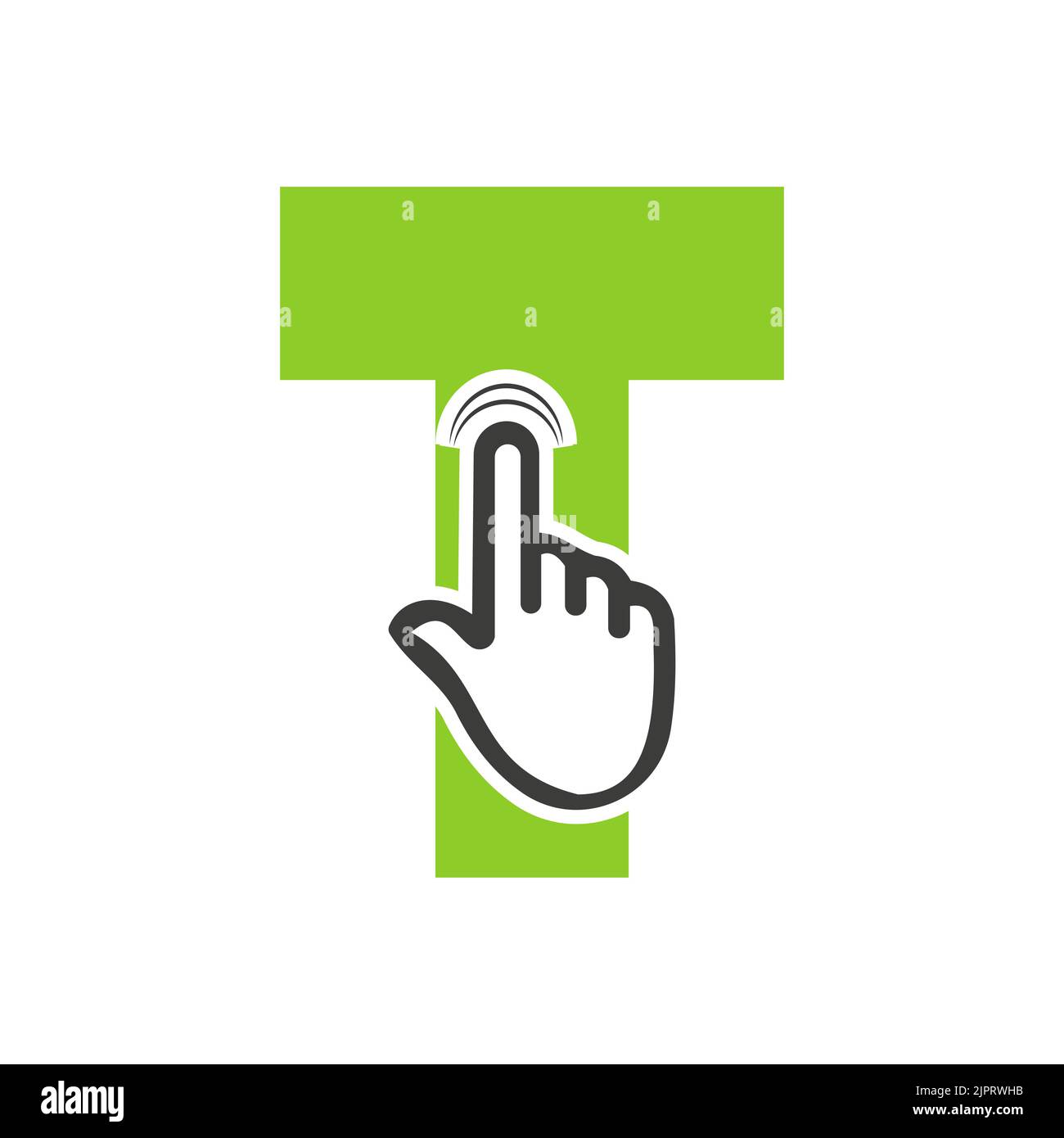 Letter T Finger Click Logo Vector Template Concept For Technology ...