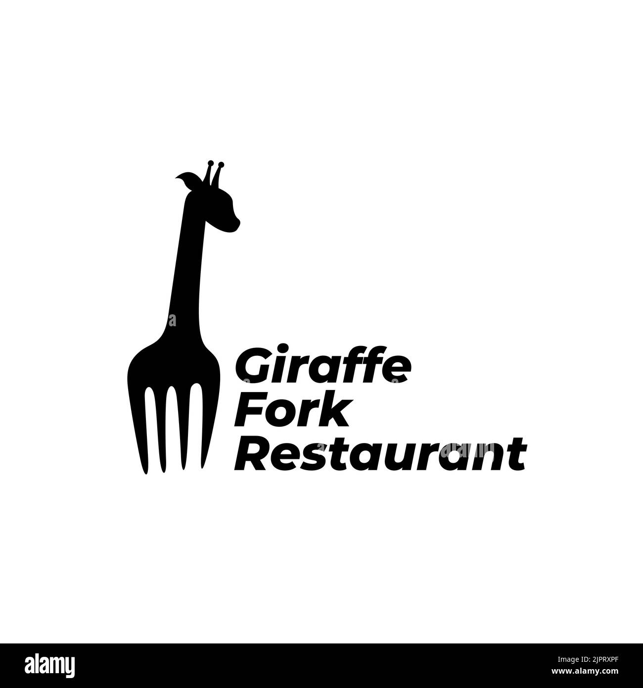 A simple and minimalistic Giraffe Fork Restaurant logo design isolated