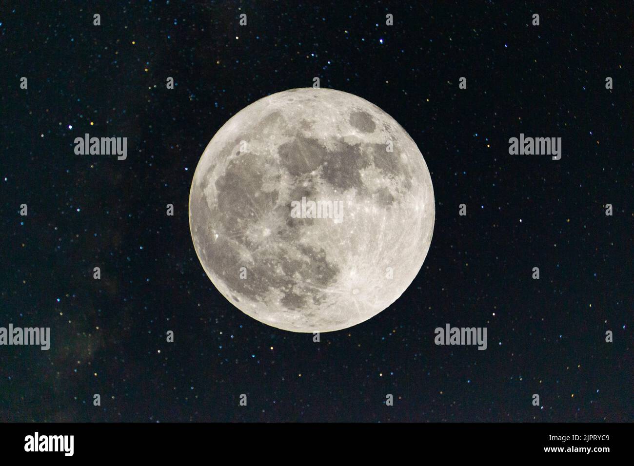 Snow moon. Super full moon with dark background. Madrid. Spain. Europe