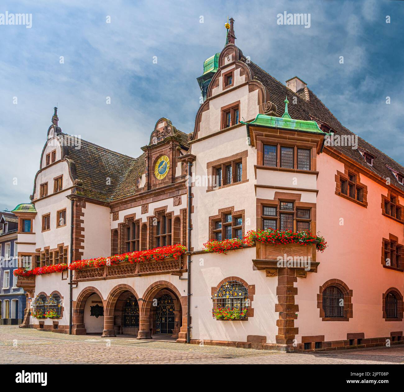 View on the old town hall in Freiburg im Breisgau. Baden Wuerttemberg, Germany, Europe Stock Photo