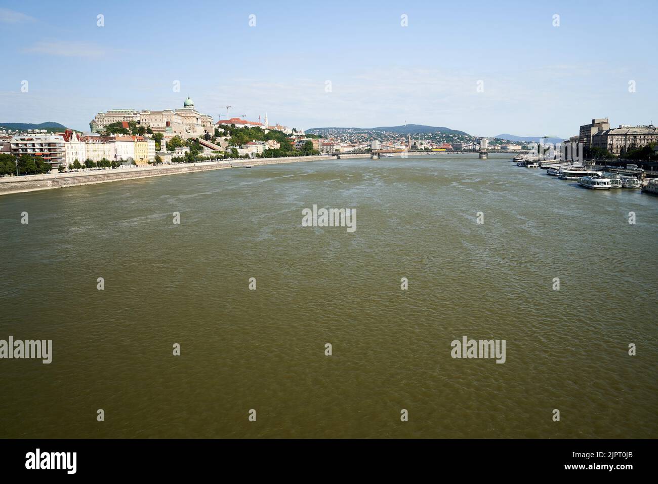 View on Danube from Budapest bridge. Hungary, Budapest. Stock Photo