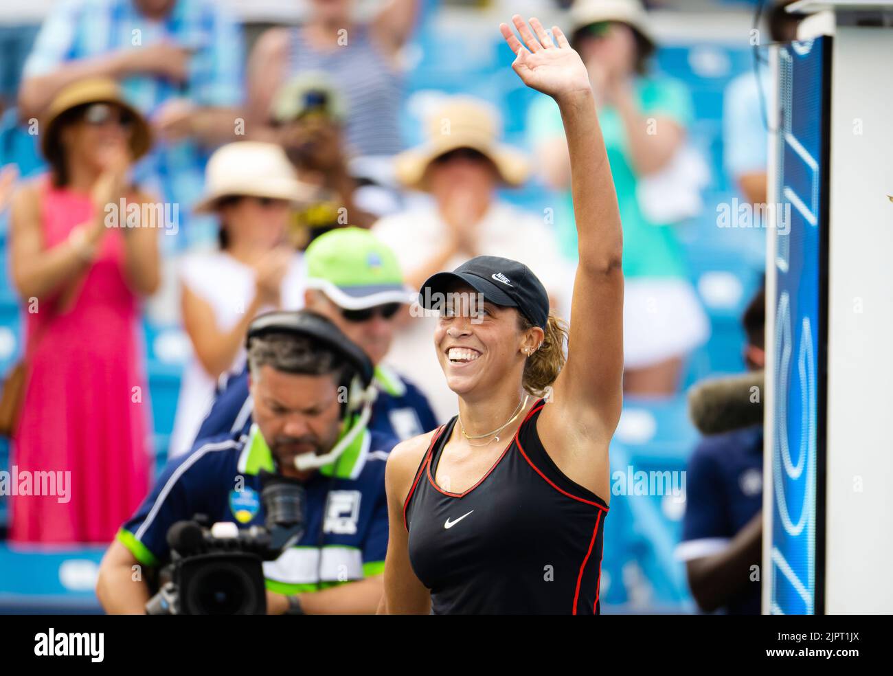 Madison Keys of the United States in action against Iga Swiatek of