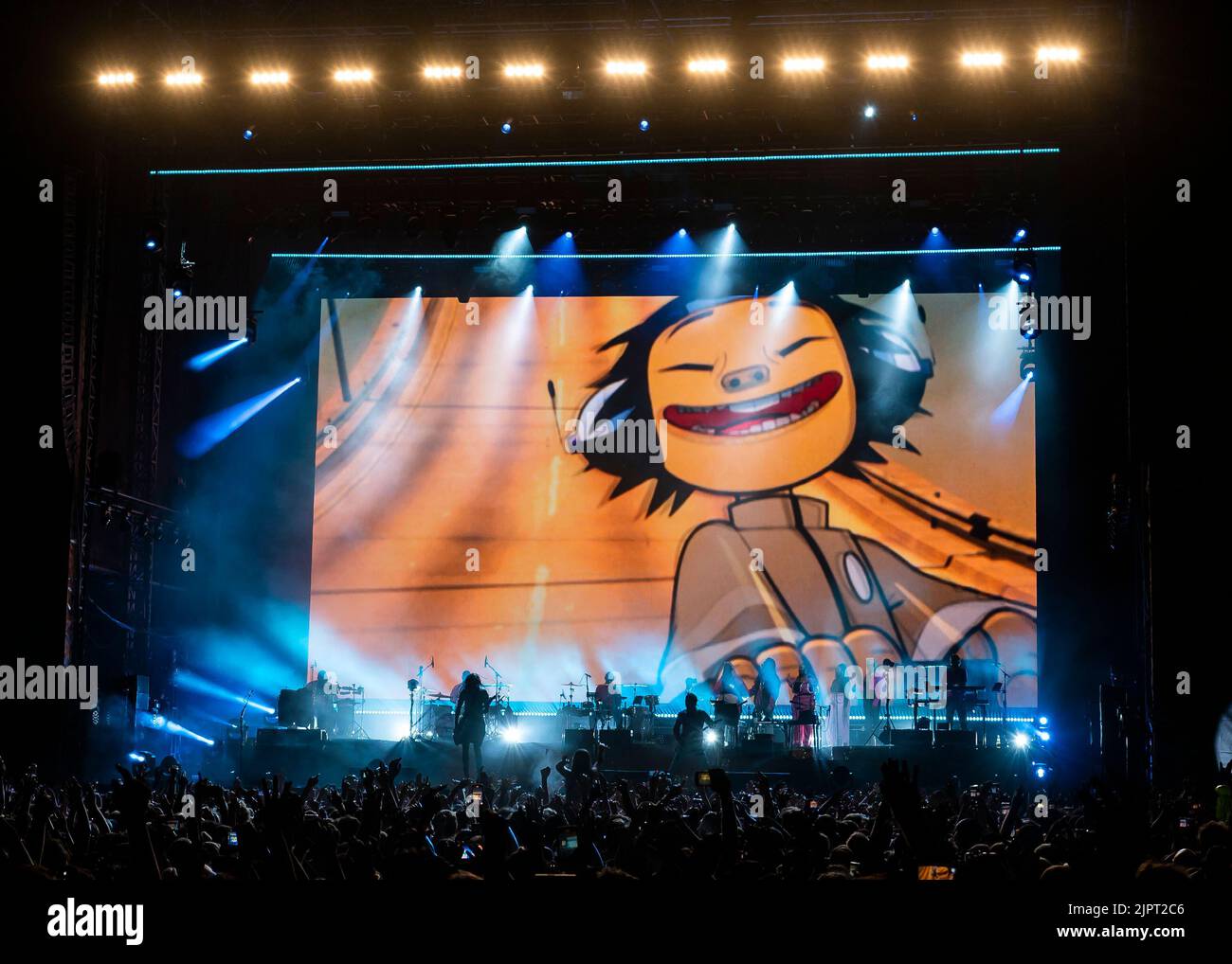London, UK, Friday, 19th August 2022. Gorillaz perform live on stage as part of the All Points East Festival, Victoria Park, London.  Credit: DavidJensen / Empics Entertainment / Alamy Live News Stock Photo