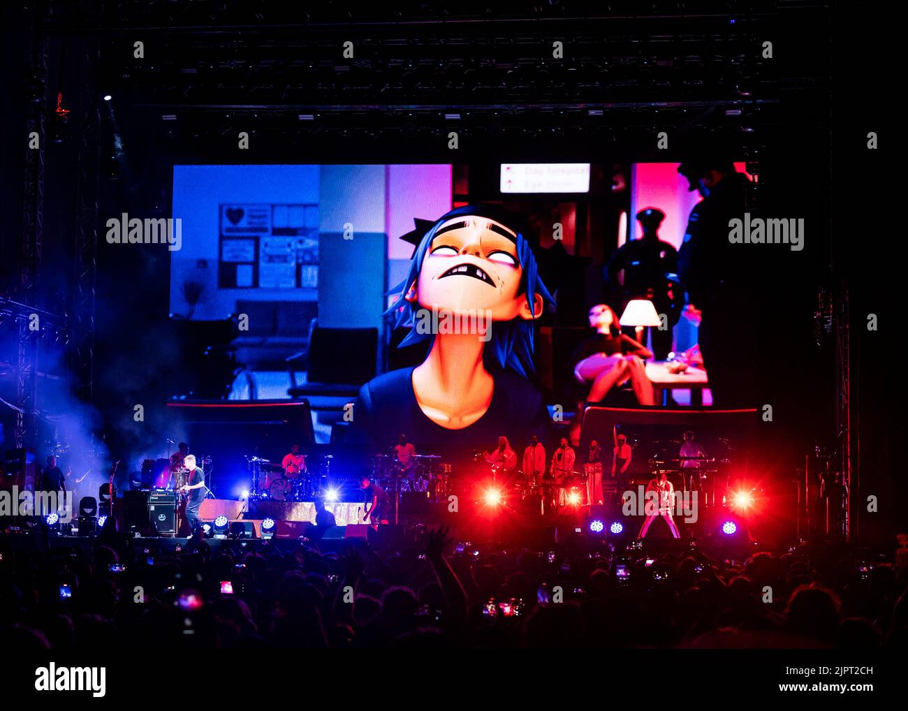 London, UK, Friday, 19th August 2022. Gorillaz perform live on stage as part of the All Points East Festival, Victoria Park, London.  Credit: DavidJensen / Empics Entertainment / Alamy Live News Stock Photo