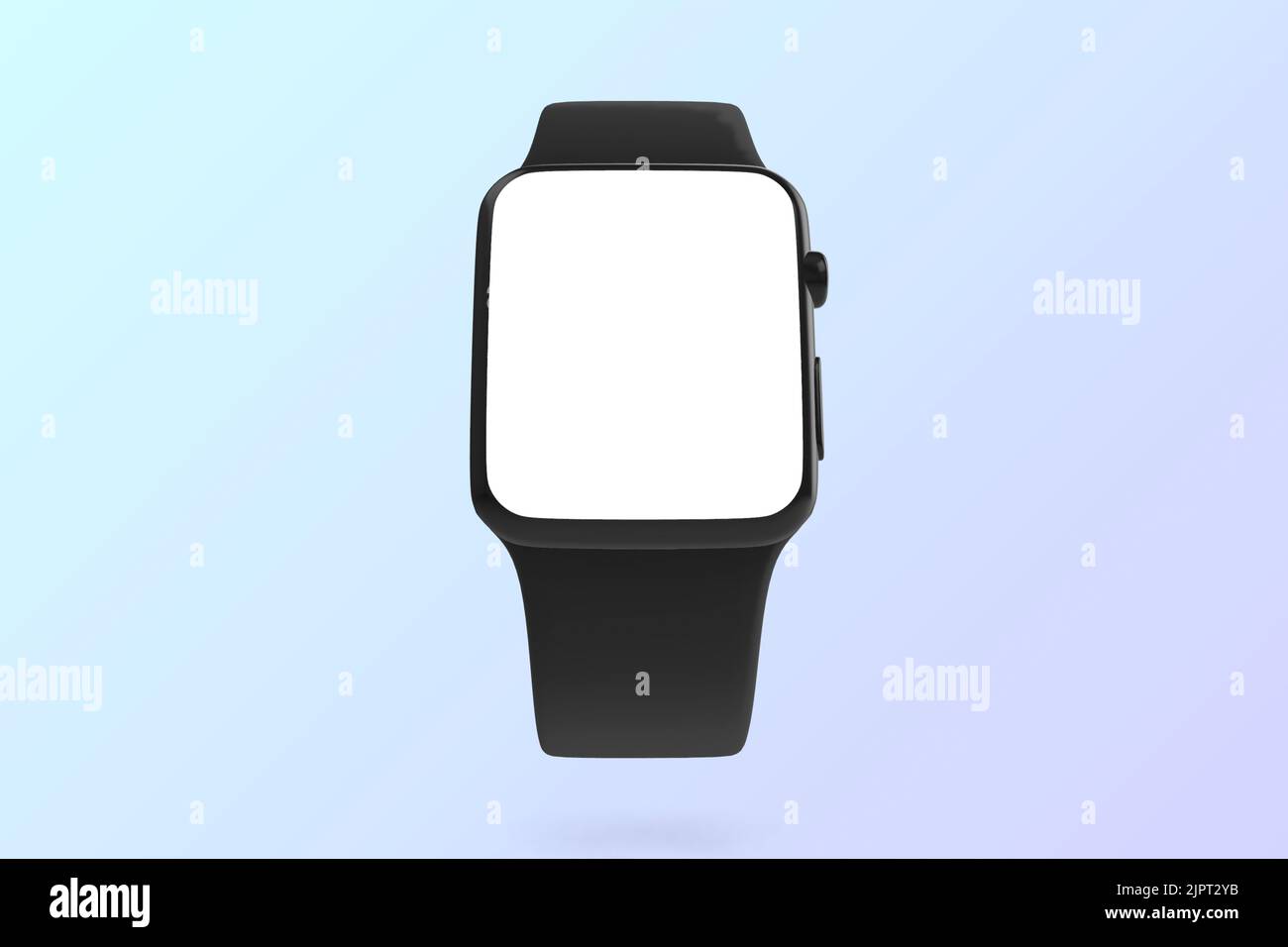 Clock. Realistic smart watch mockup with blank screen. Background with