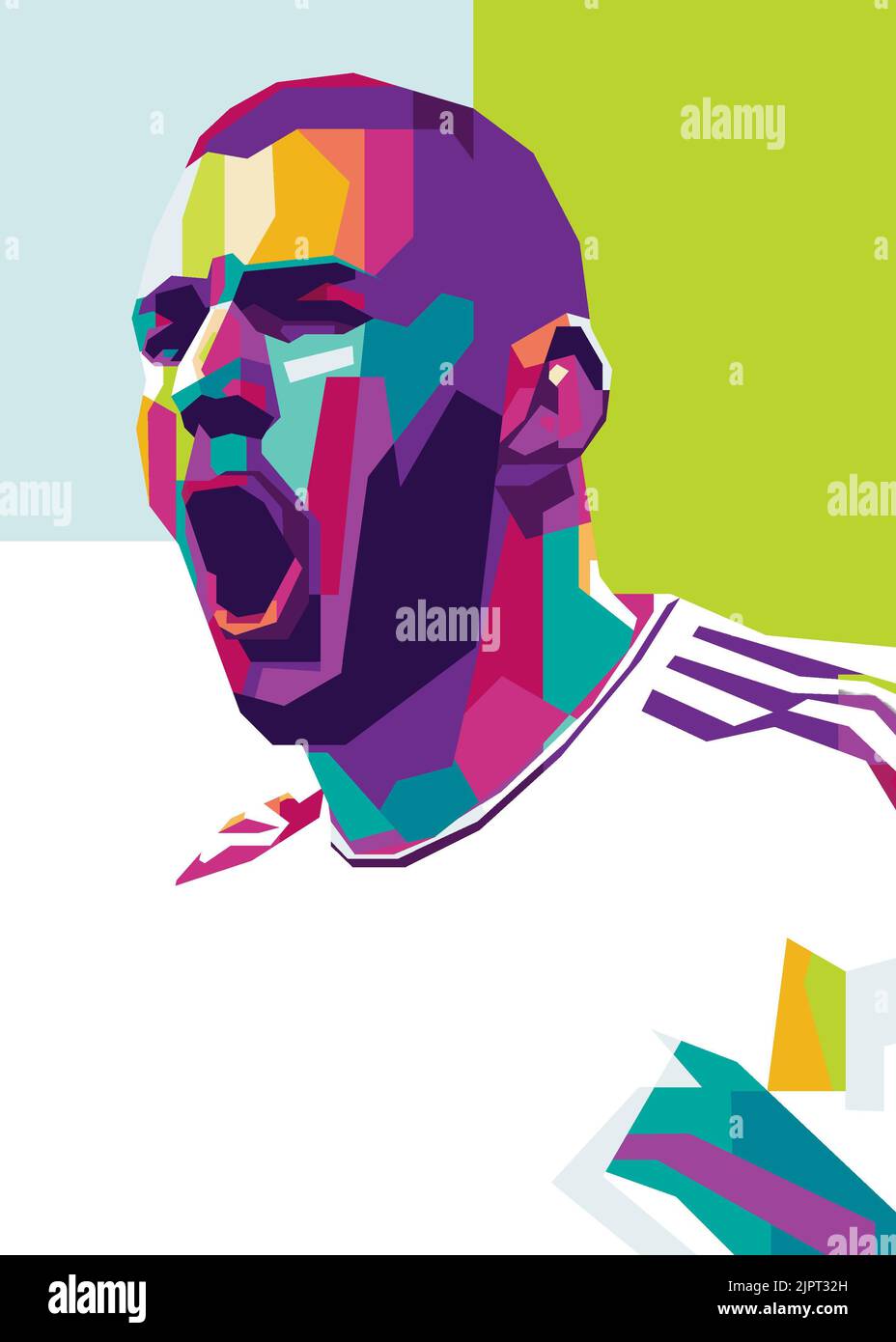 Colorful pop art of Karim Mostafa Benzema during a football match Stock Photo