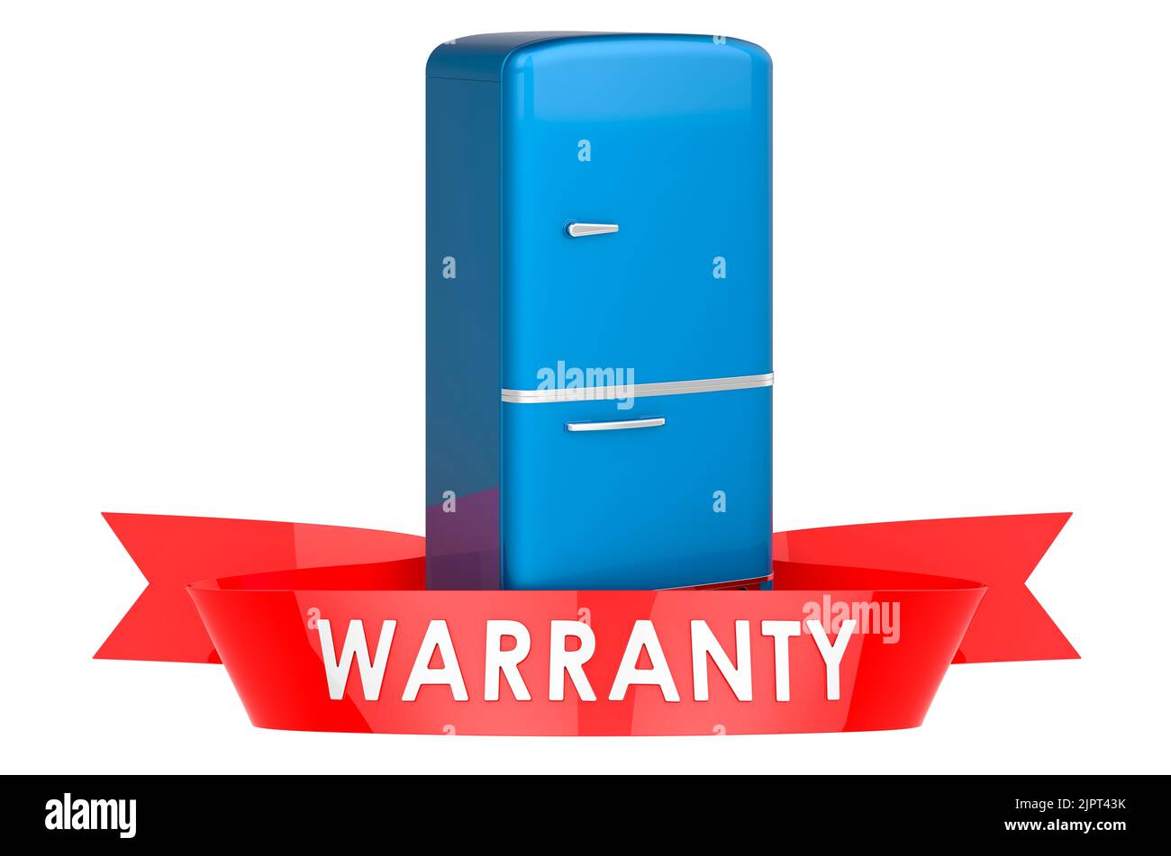 Retro refrigerator warranty, concept. 3D rendering isolated on white