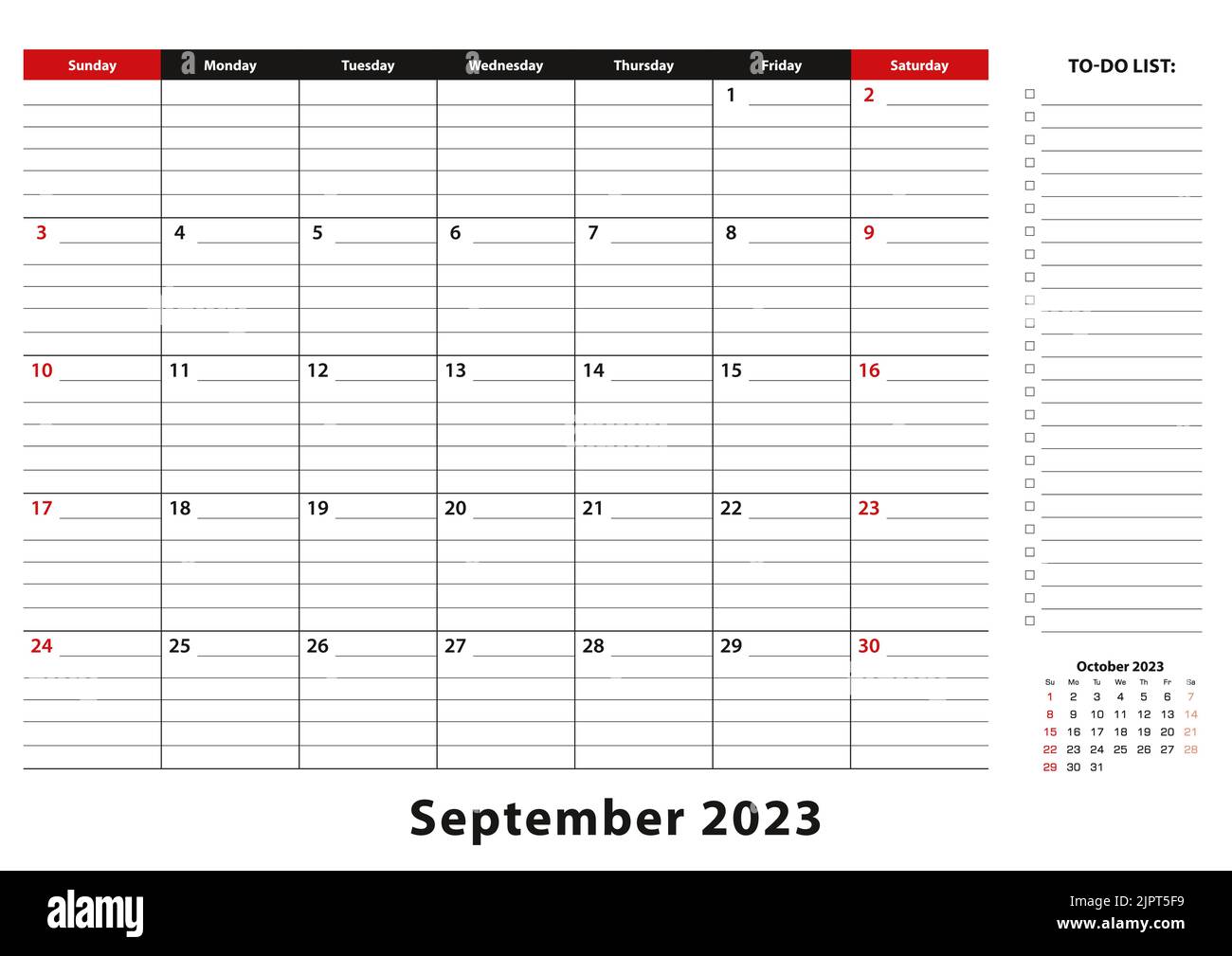 September 2023 Monthly Desk Pad Calendar week starts from sunday, size ...