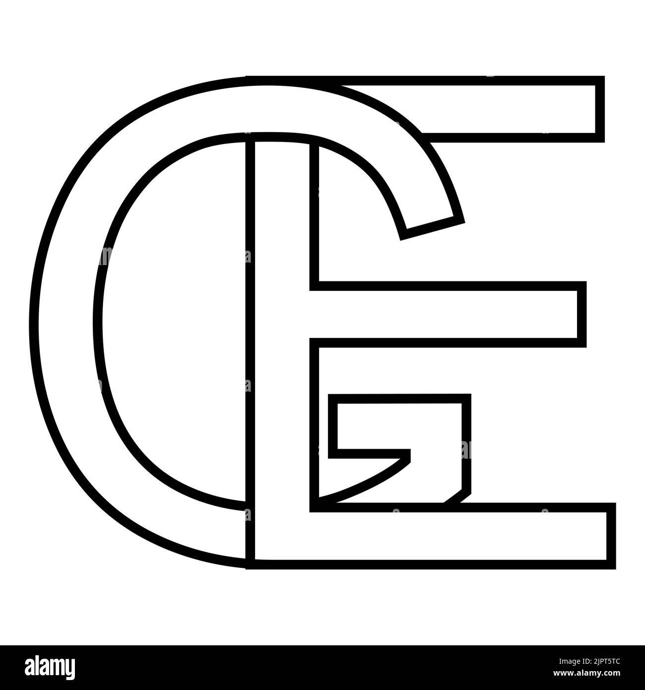 Logo sign ge eg icon nft interlaced letters g e Stock Vector