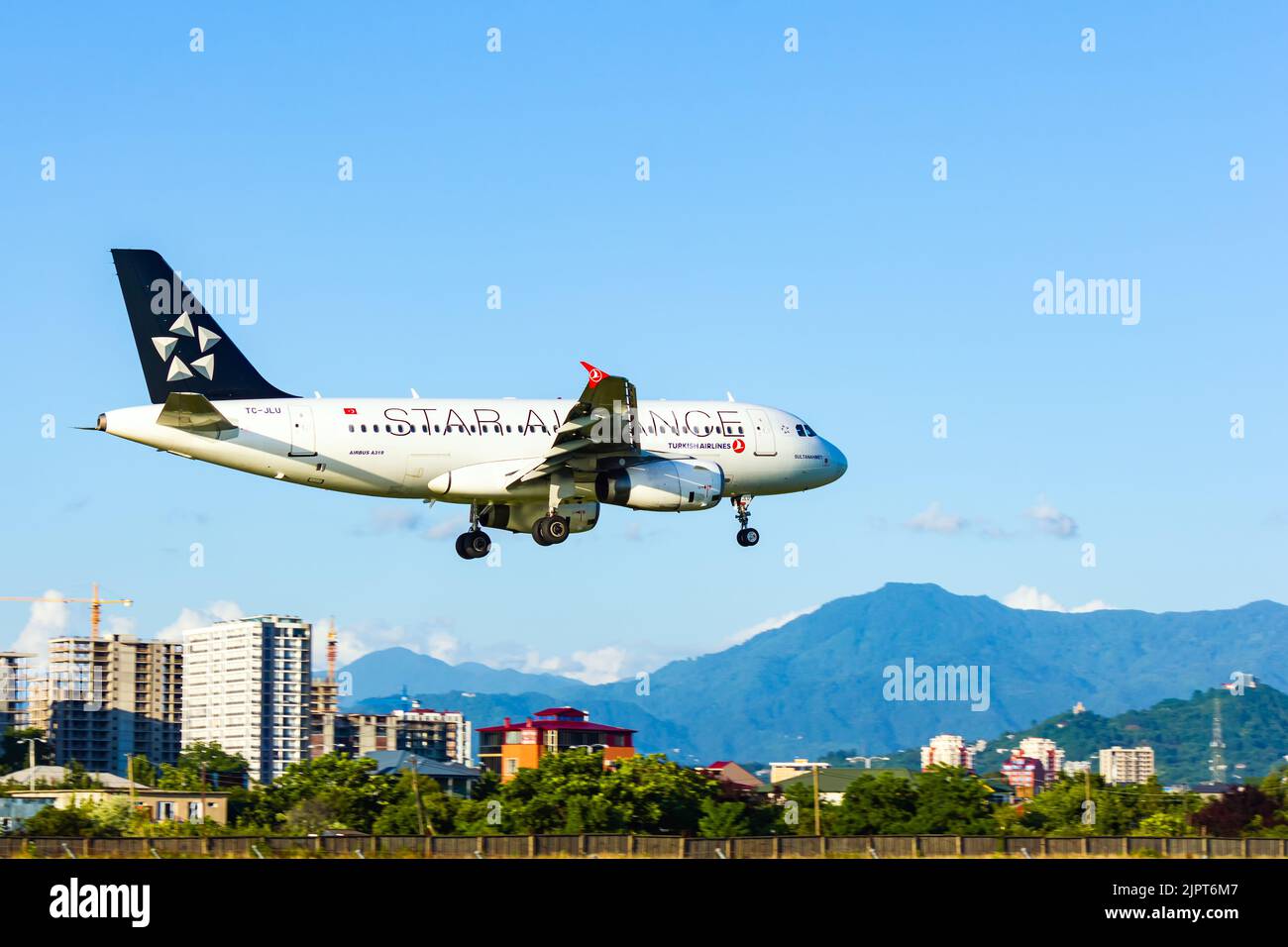 Airplane landing at Batumi International Airport Stock Photo Alamy